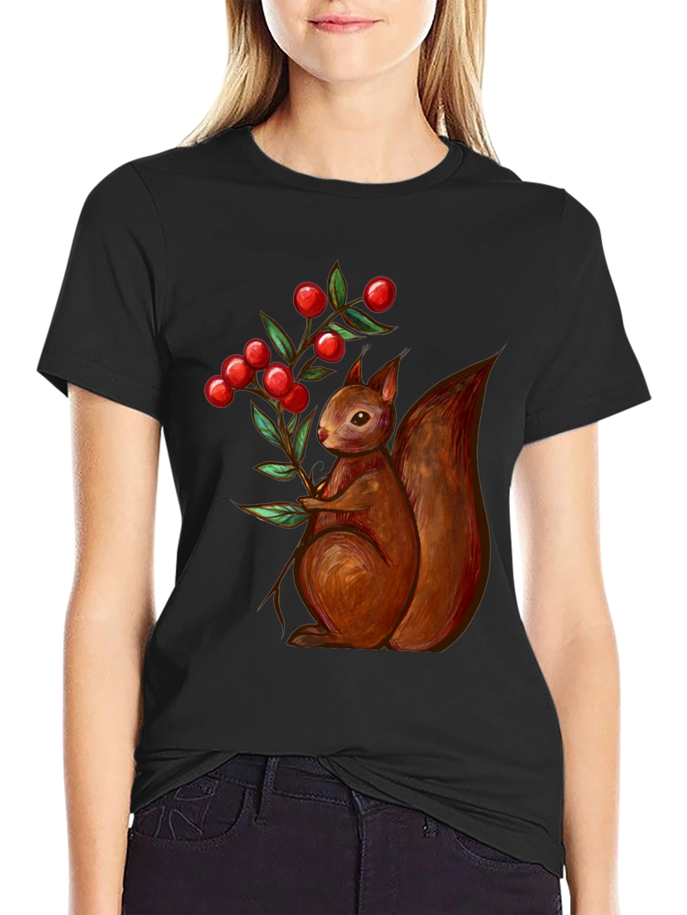 Squirrel & Berries Graphic Tee - Stylish Mens T-Shirt