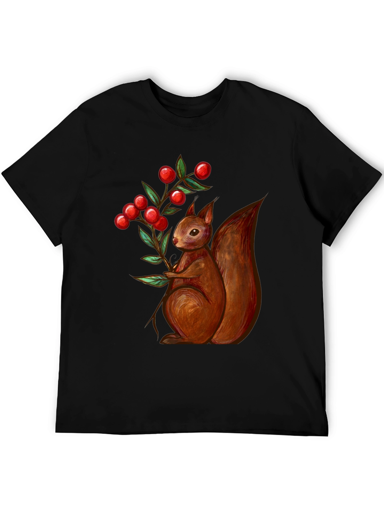 Squirrel & Berries Graphic Tee - Stylish Mens T-Shirt