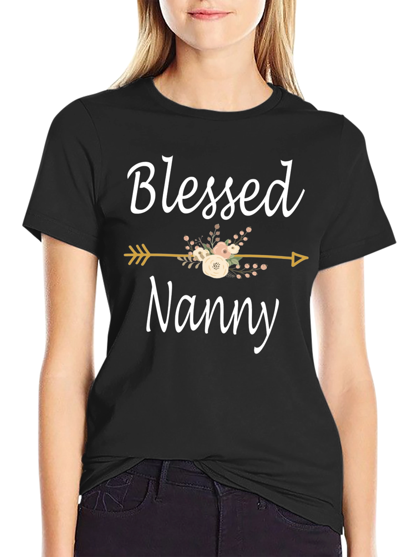 Blessed Nanny T-Shirt - Floral Arrow Design