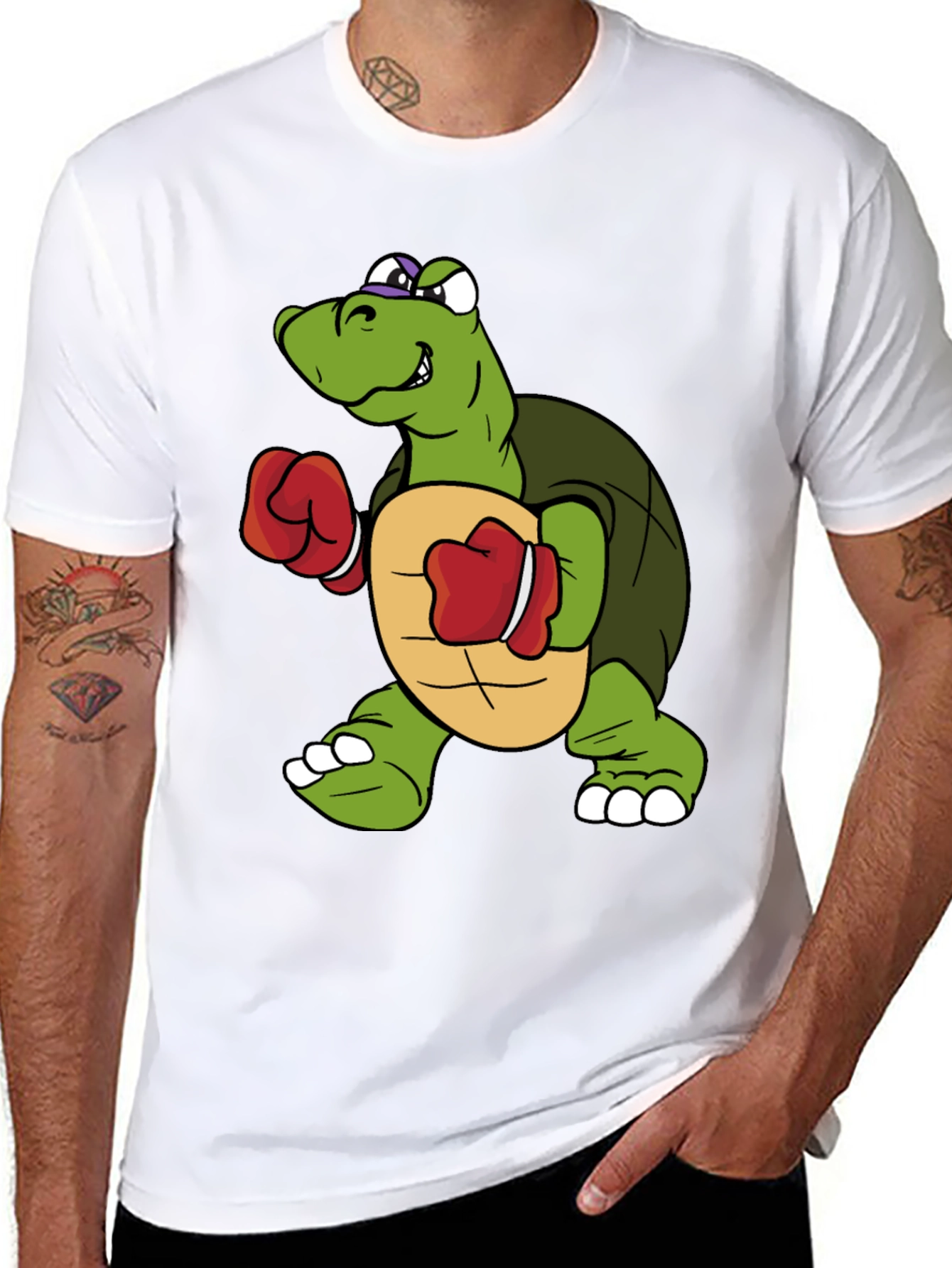 Turtle Boxer Graphic Tee - Novelty Cartoon Shirt