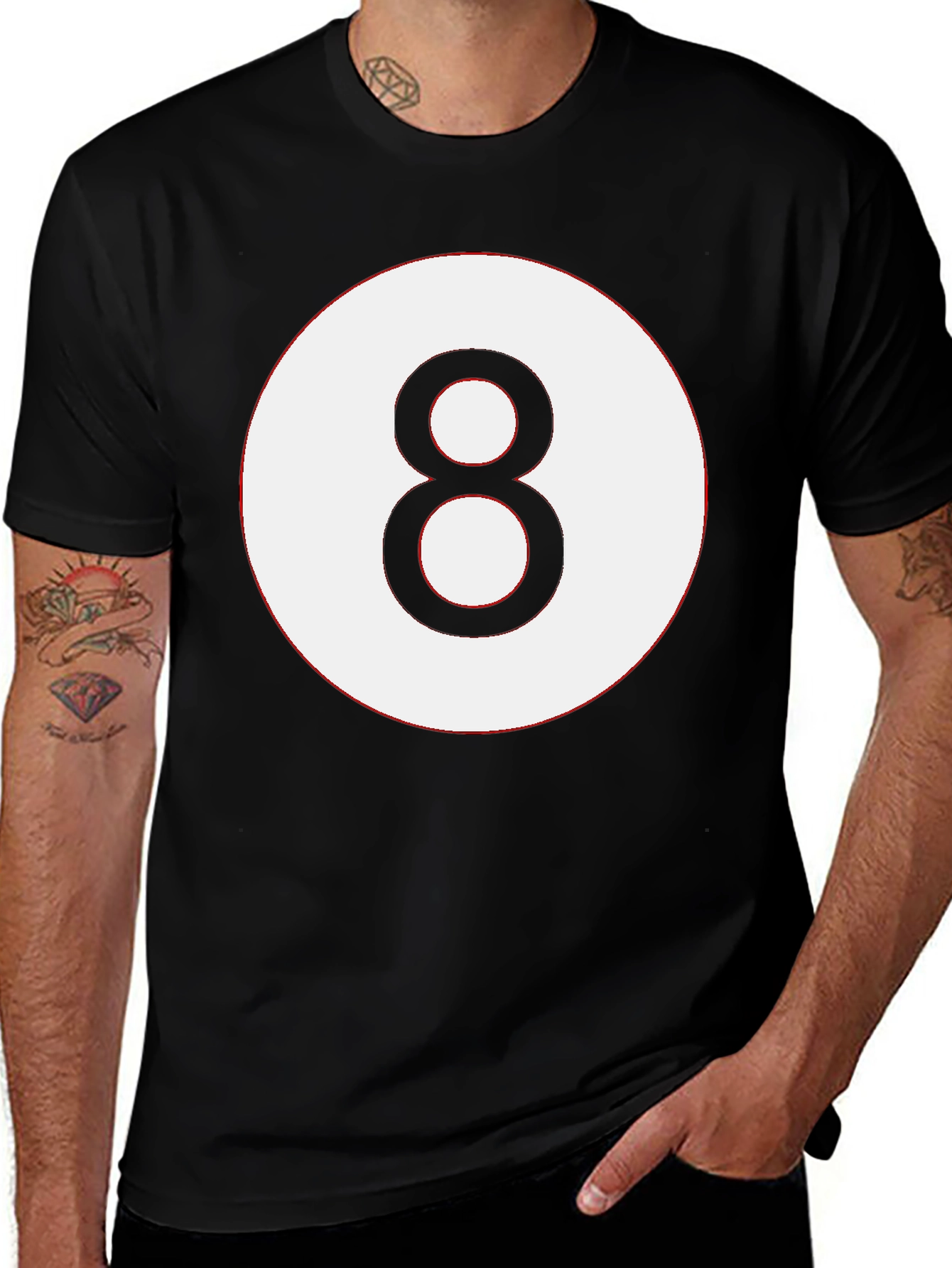 Mens Eight Ball Graphic Tee - Classic Billiards Style