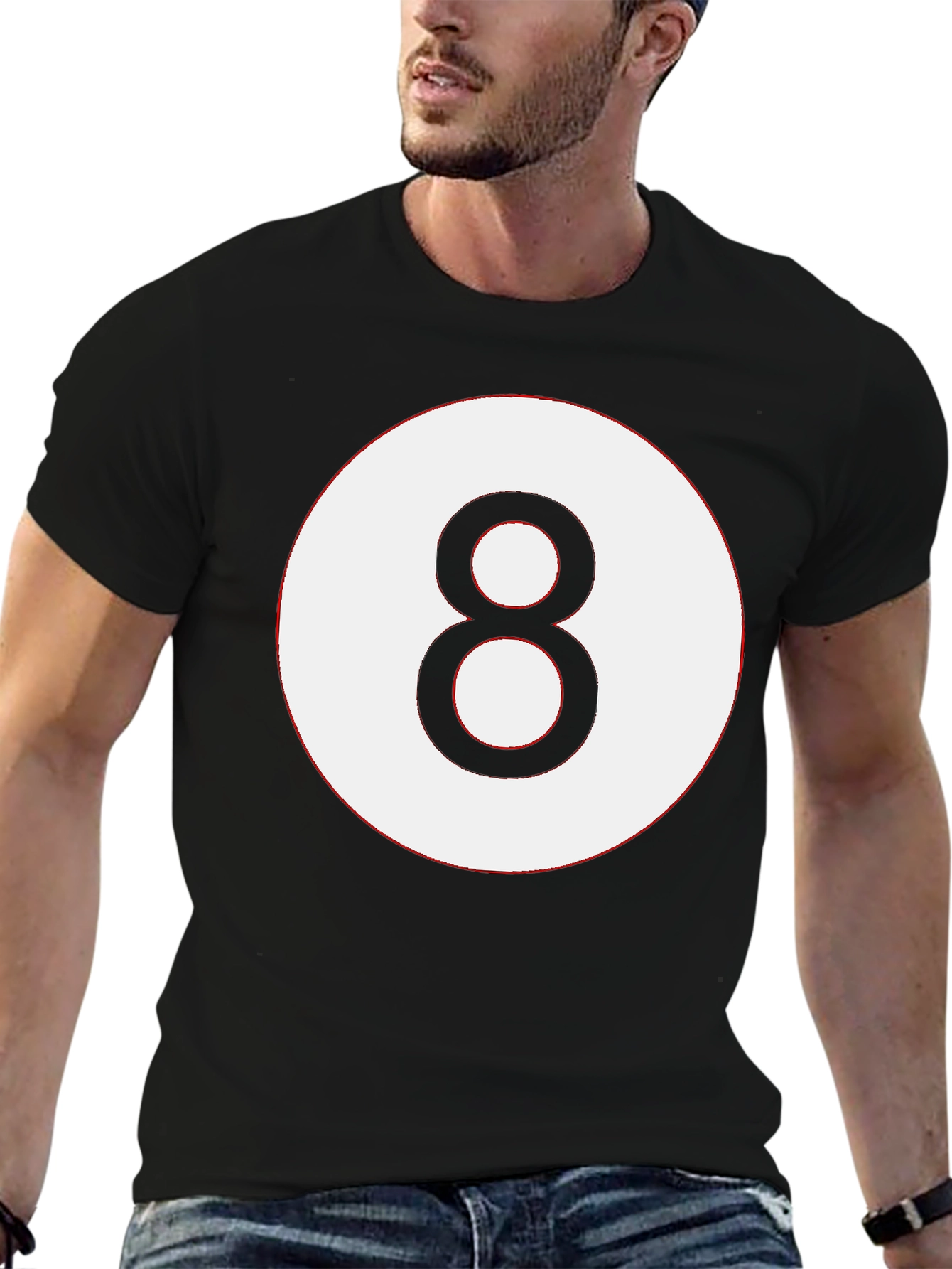 Mens Eight Ball Graphic Tee - Classic Billiards Style