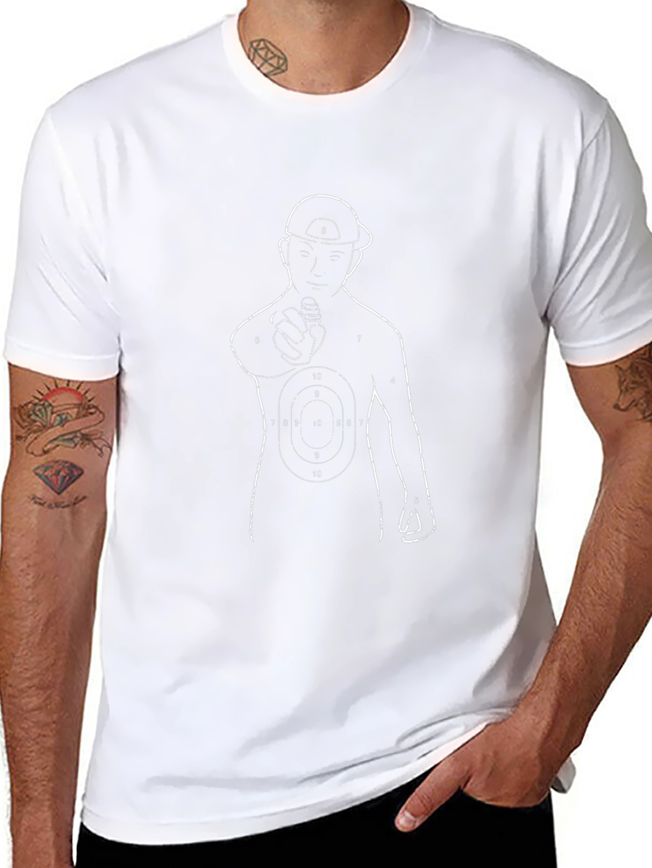Graphic Tee: Man Holding Gun Bullseye T-Shirt