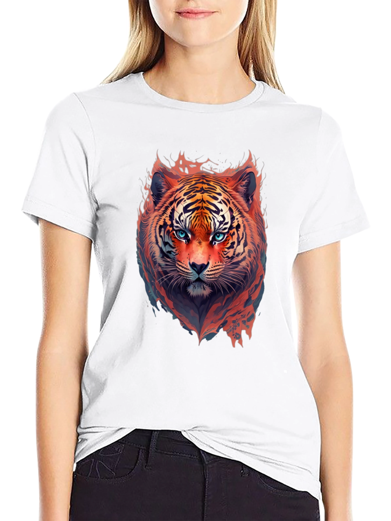 Fiery Tiger Graphic Tee - Bold Animal Print