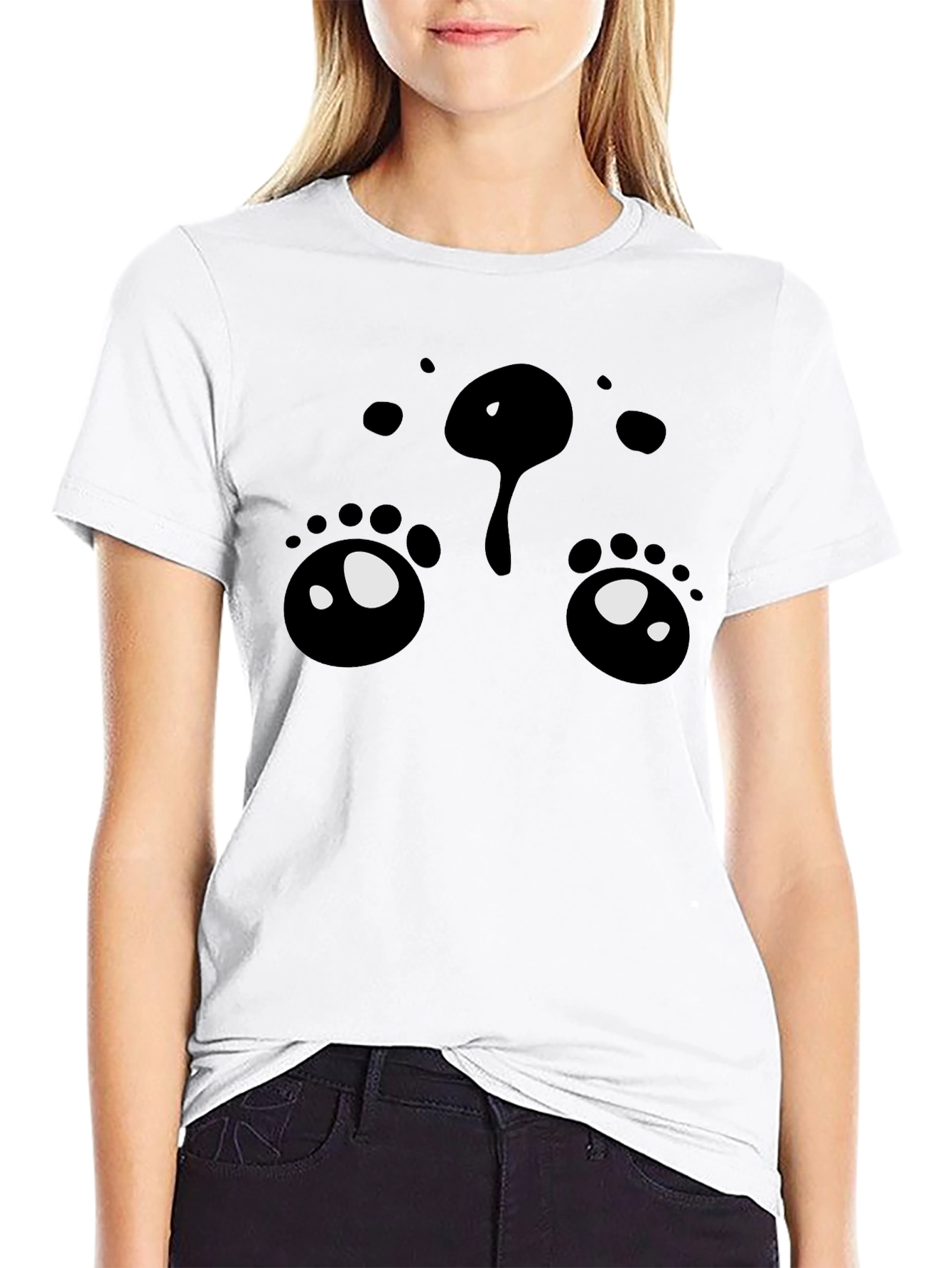 Crying Face Graphic Print Tee - Black