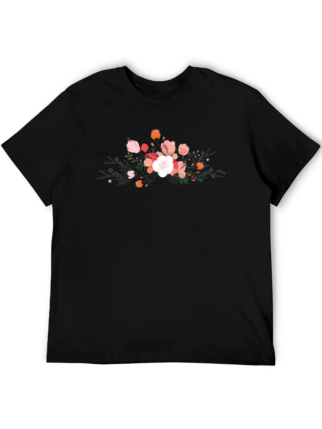 Floral Graphic Black T-Shirt for Men