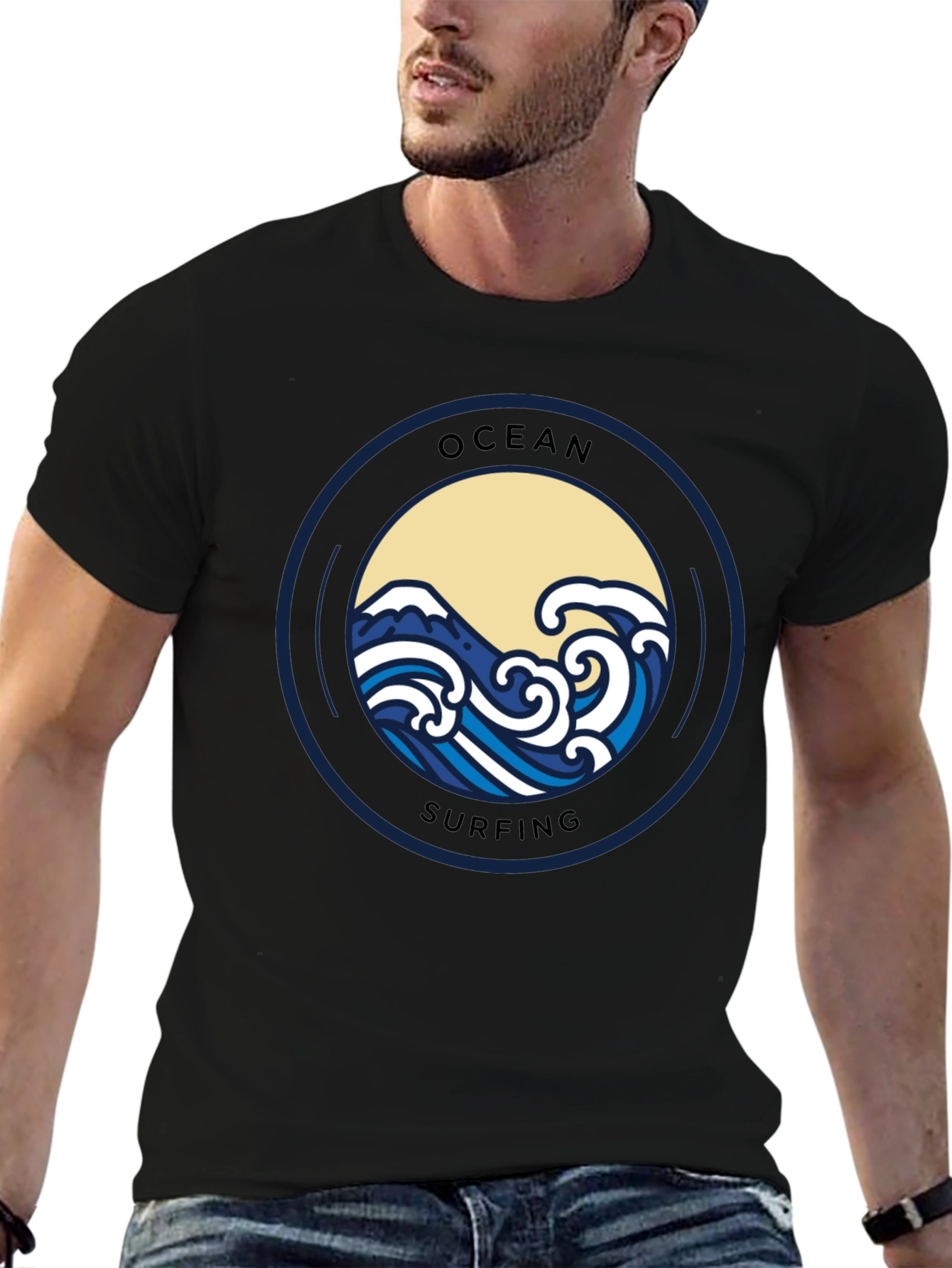 Ocean Surfing Graphic Tee - Black