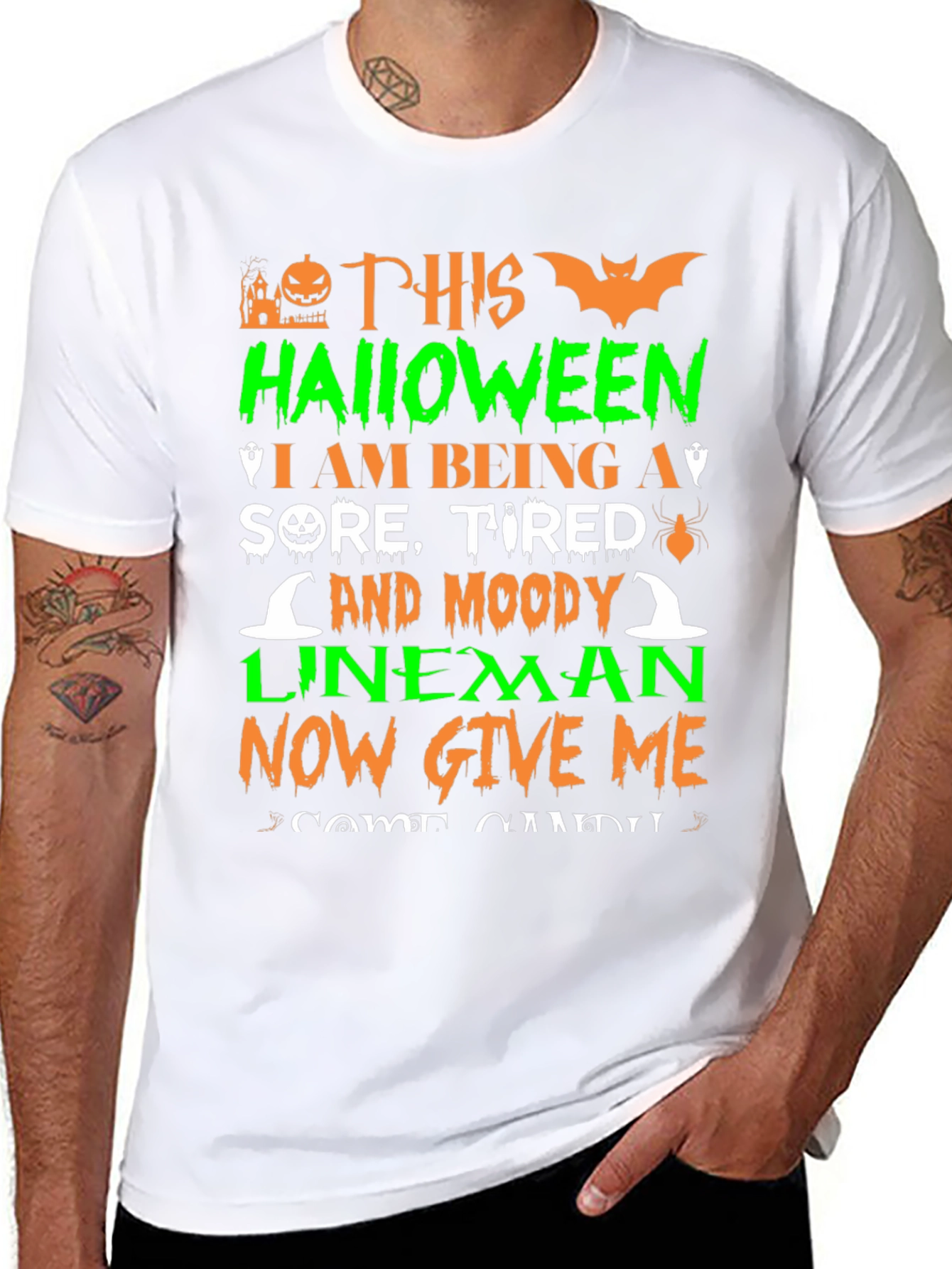 Halloween Lineman T-Shirt: Sore Tired & Moody!