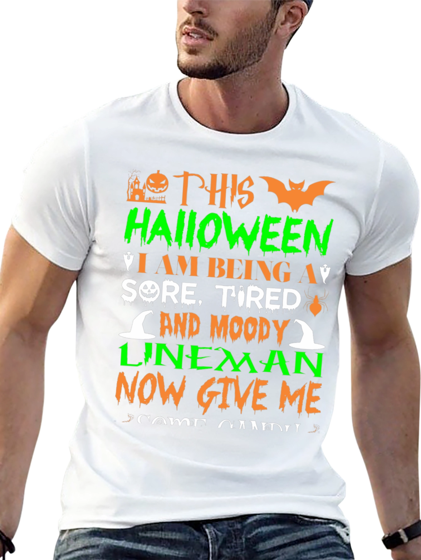 Halloween Lineman T-Shirt: Sore Tired & Moody!