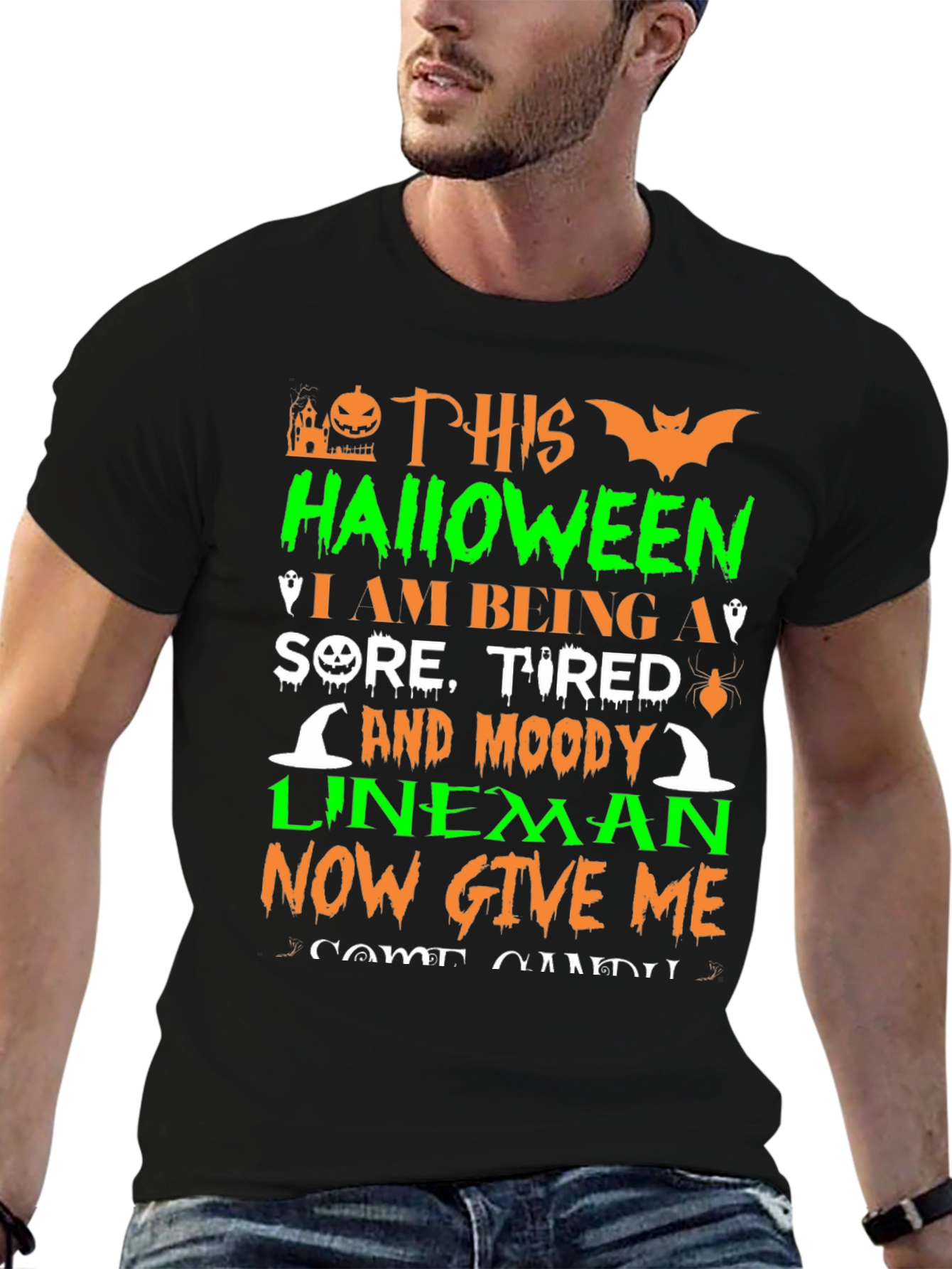 Halloween Lineman T-Shirt: Sore Tired & Moody!