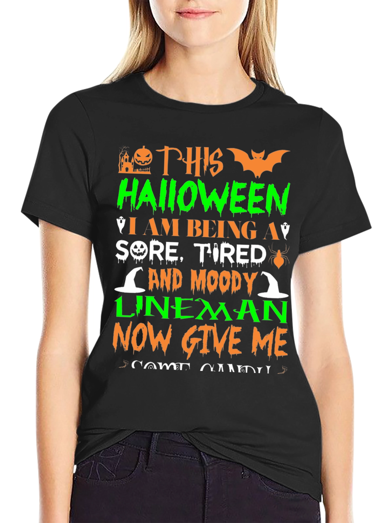 Halloween Lineman T-Shirt: Sore Tired & Moody!