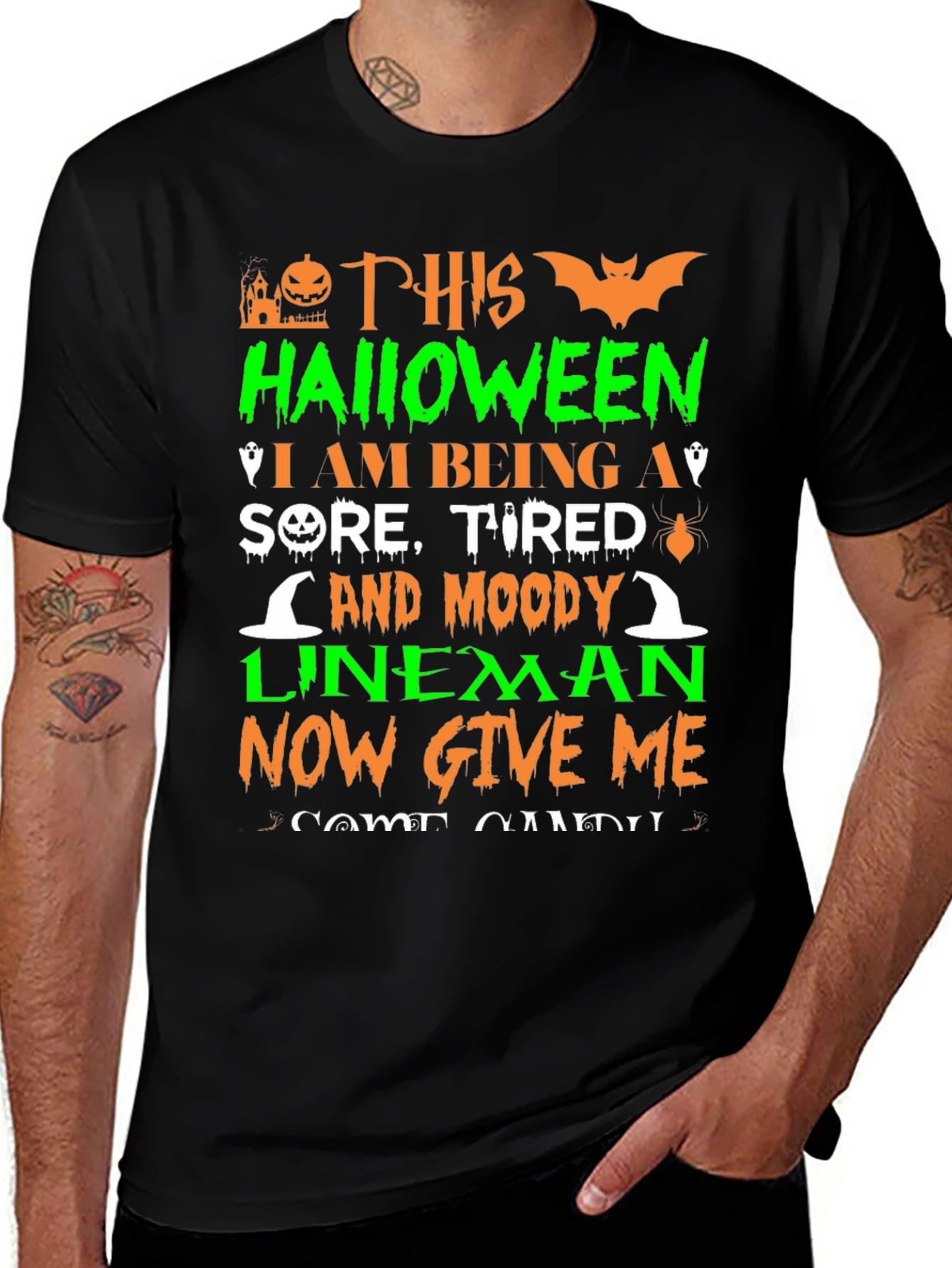 Halloween Lineman T-Shirt: Sore Tired & Moody!