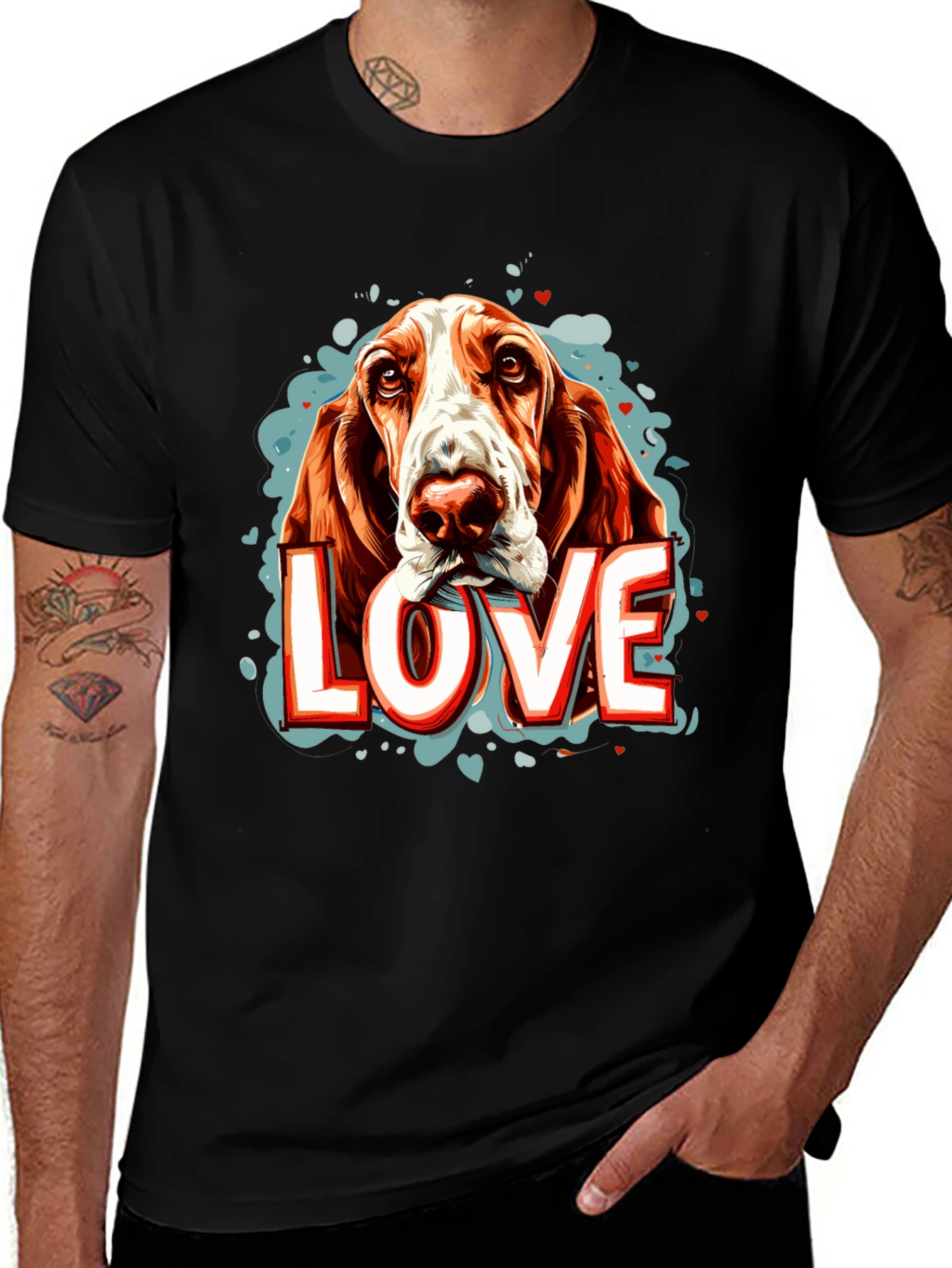 Dog Love Graphic Tee - Black Unisex Shirt