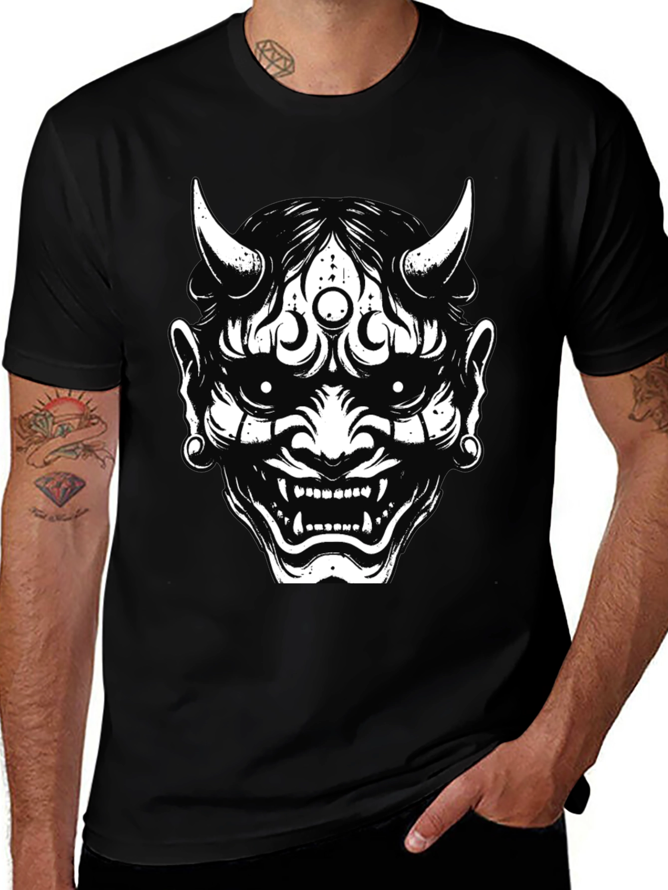 Black Oni Mask Graphic Tee