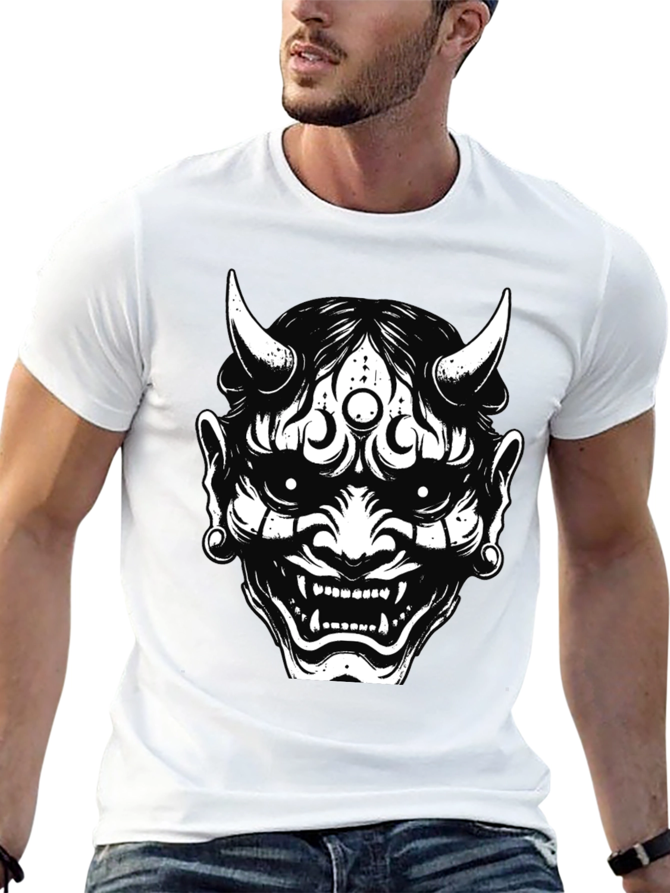 Black Oni Mask Graphic Tee