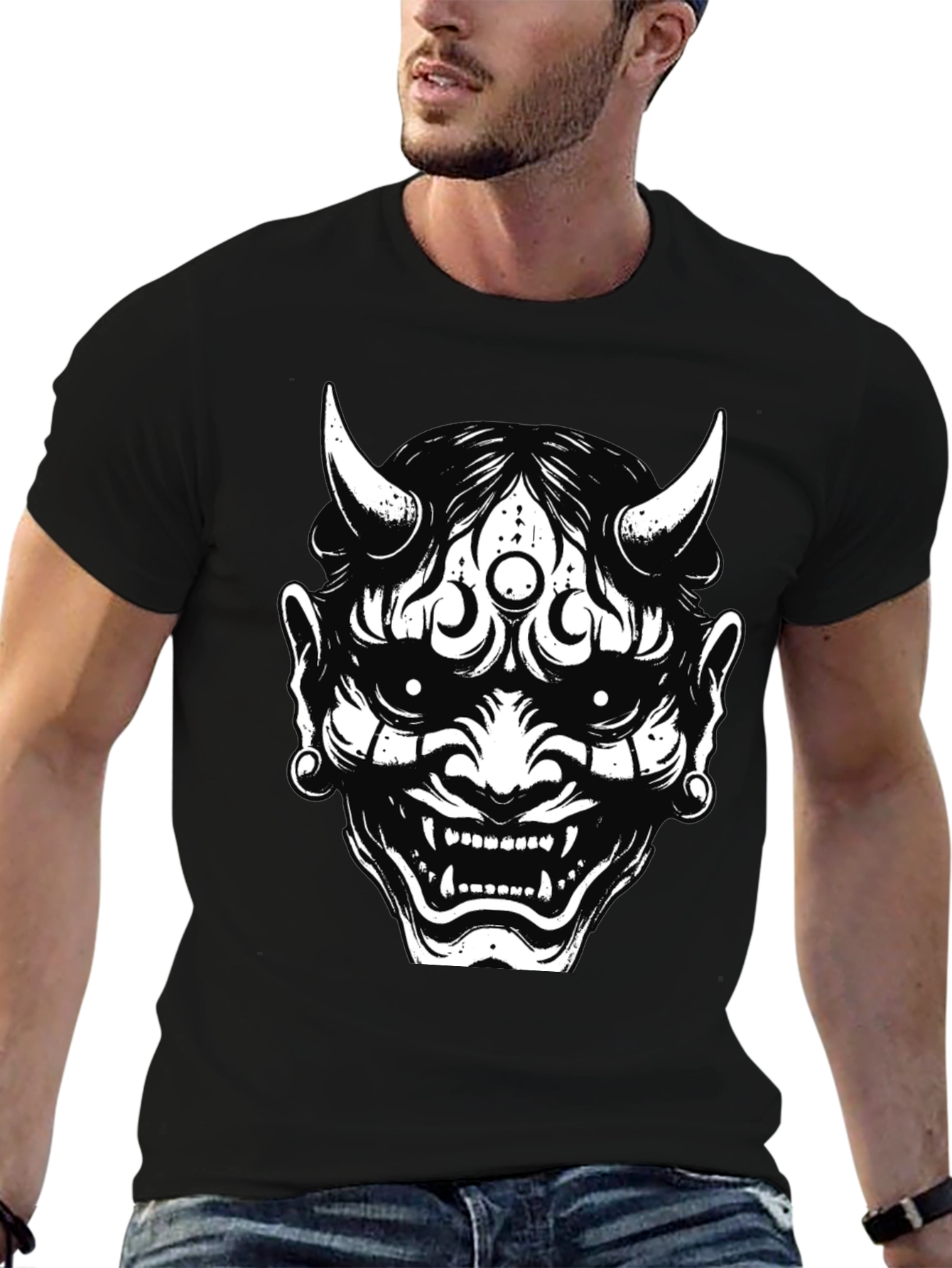 Black Oni Mask Graphic Tee