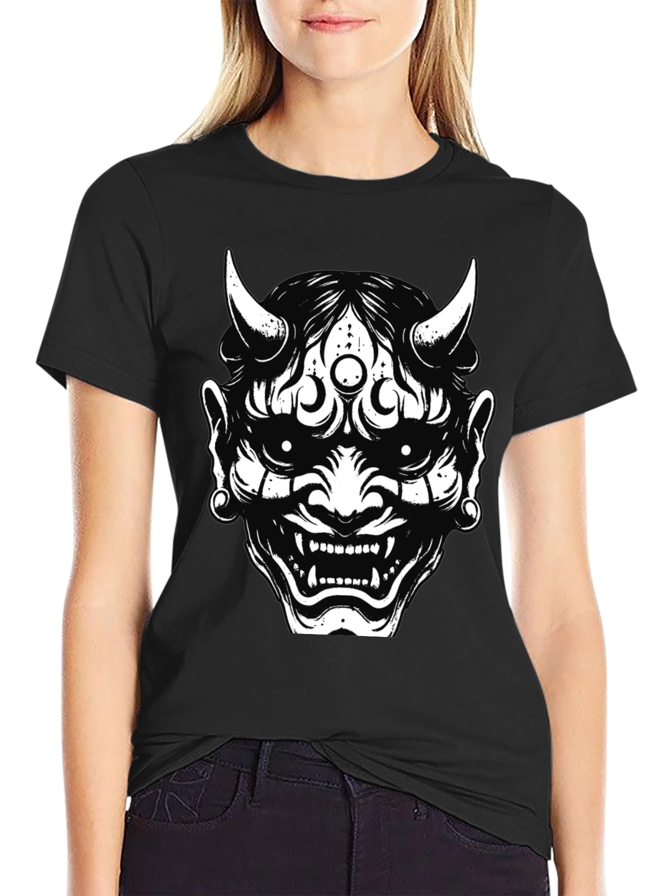 Black Oni Mask Graphic Tee