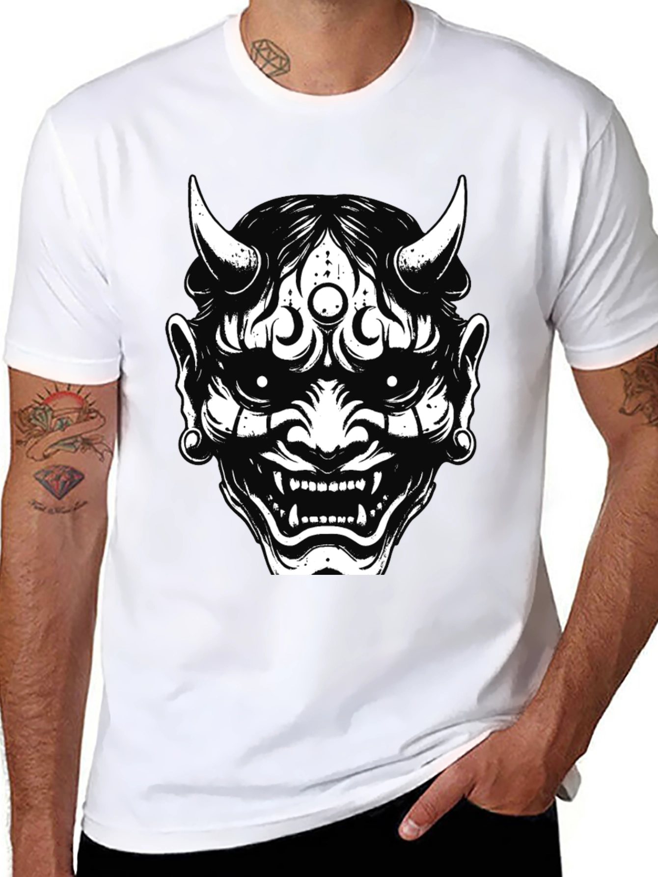 Black Oni Mask Graphic Tee