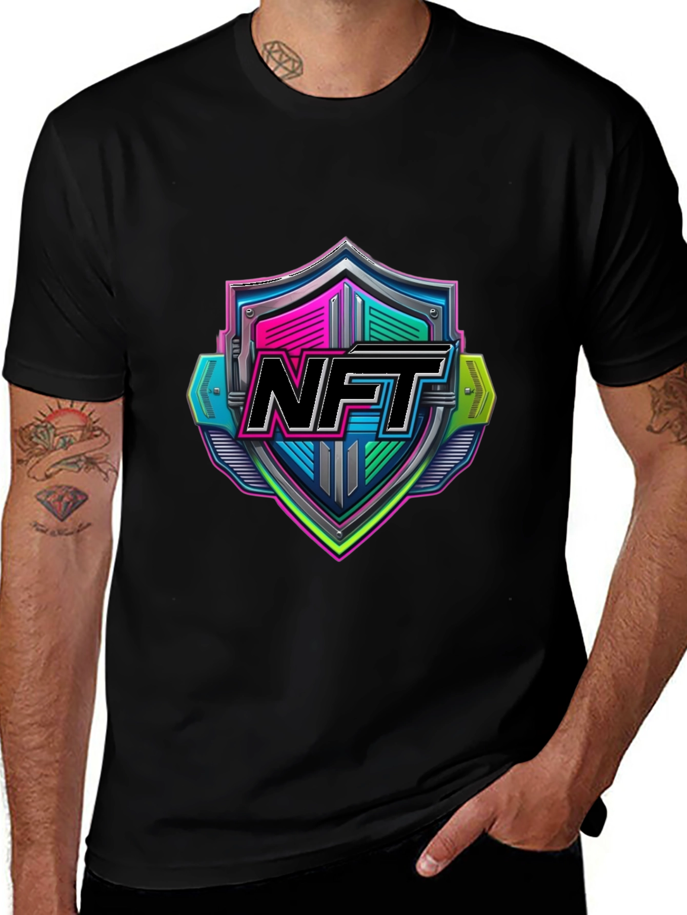 NFT Shield Graphic T-Shirt - Black