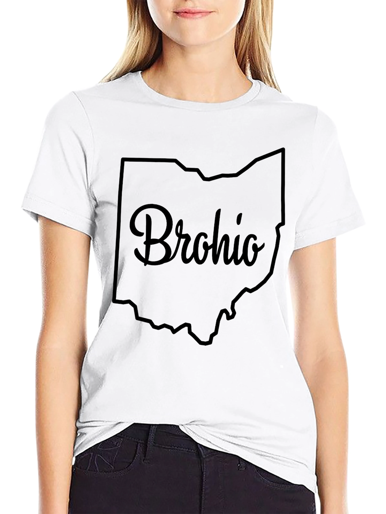 Brohio Ohio State Outline Black T-Shirt