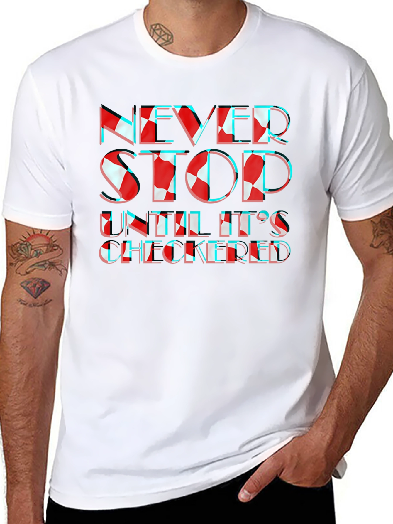 Never Stop Checkered Graphic Tee