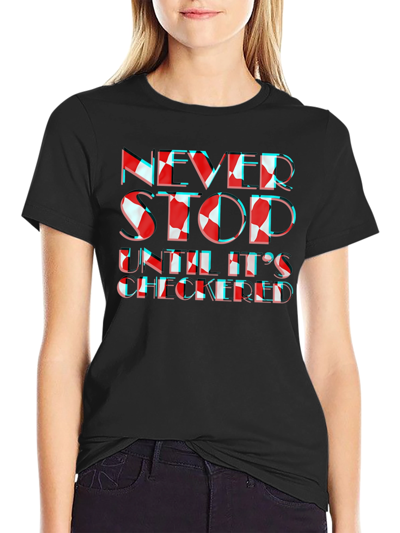 Never Stop Checkered Graphic Tee