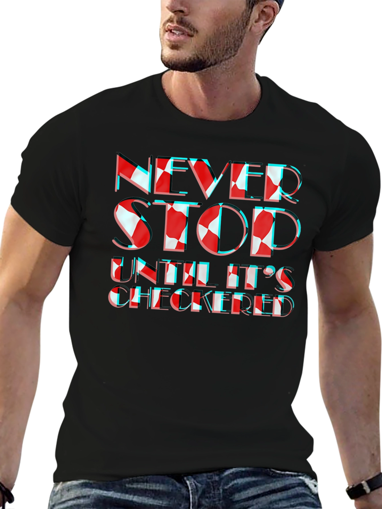 Never Stop Checkered Graphic Tee
