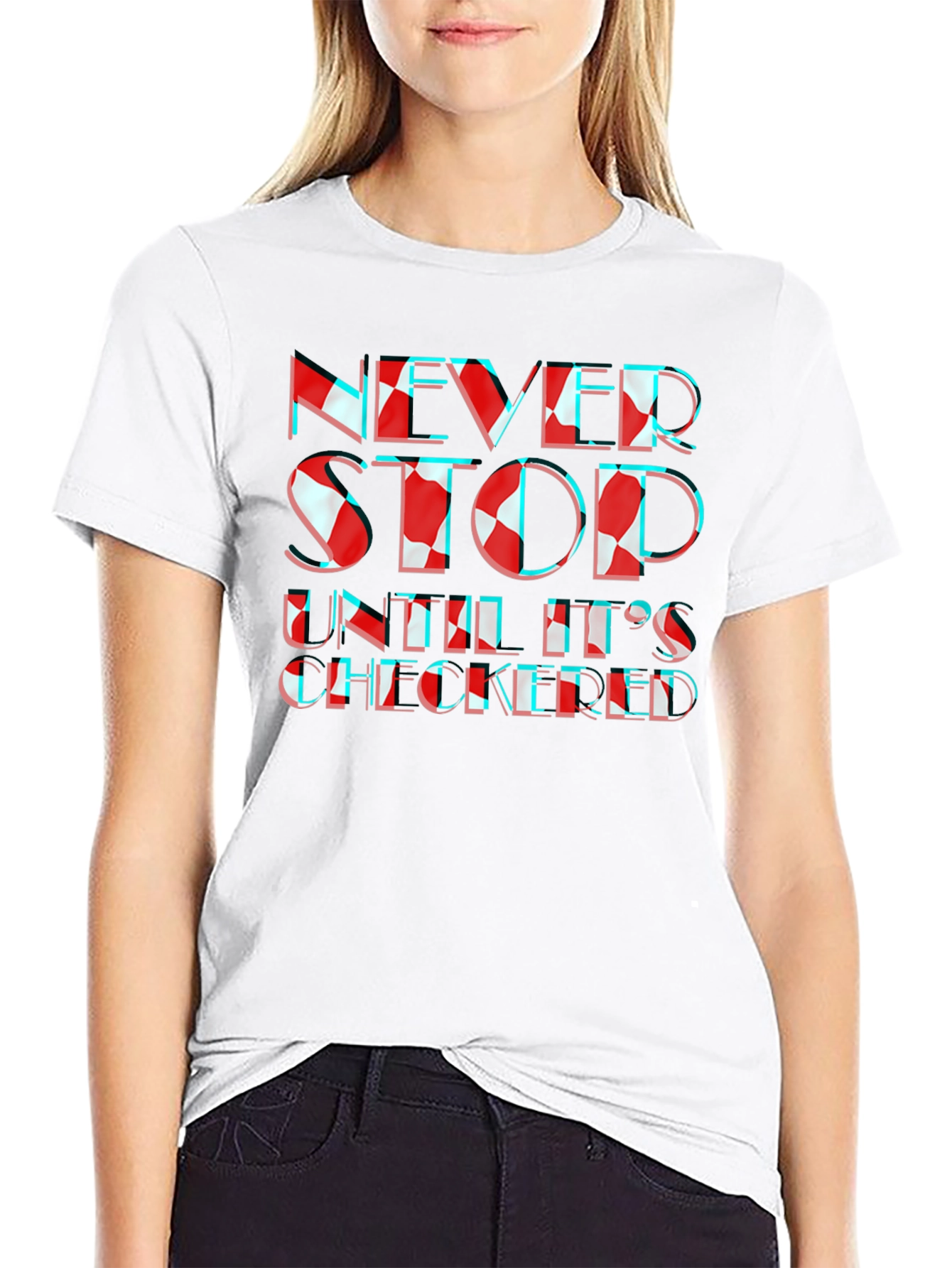 Never Stop Checkered Graphic Tee
