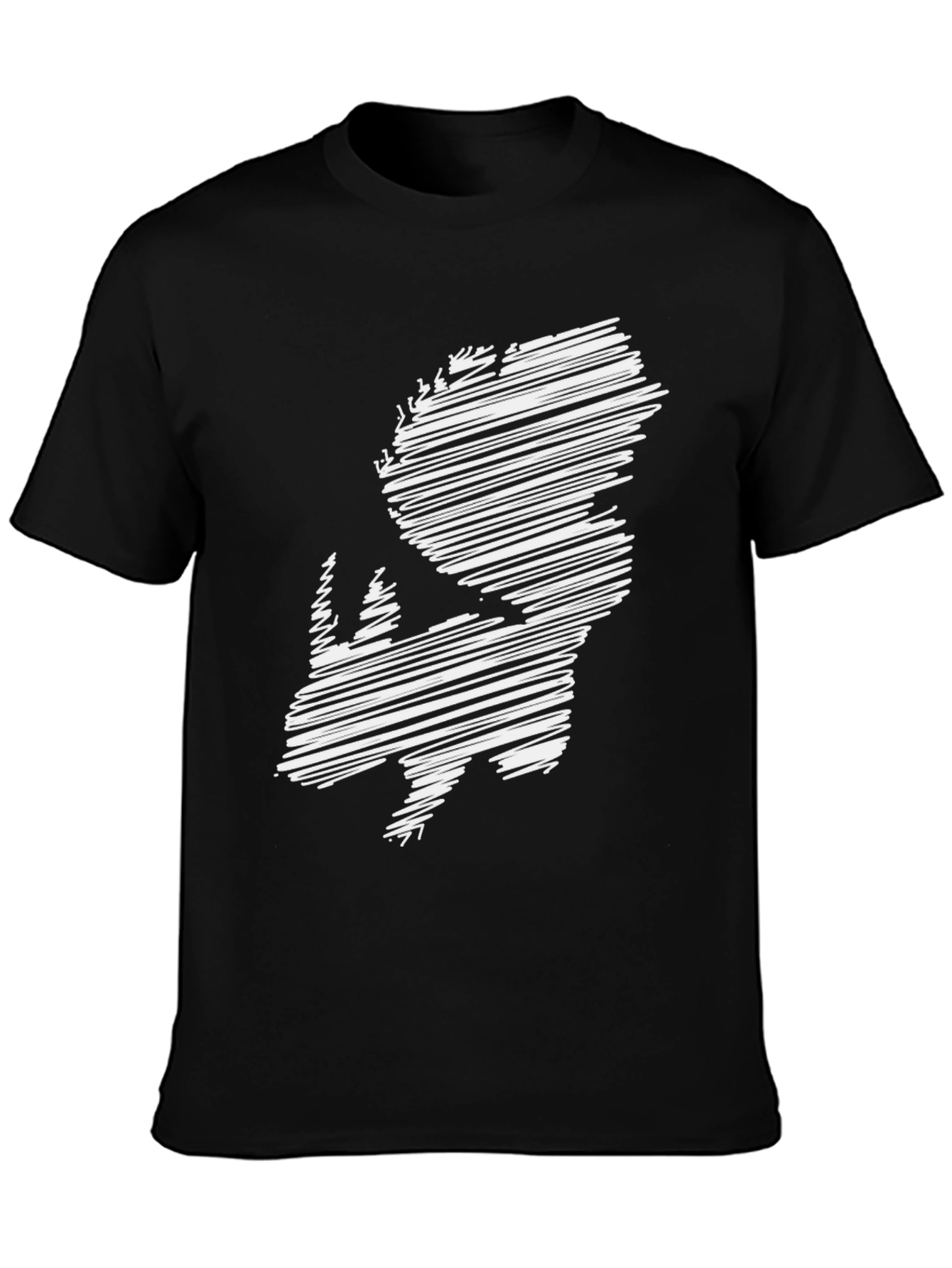 Abstract Rhinoceros Graphic Tee - Black Cotton Blend