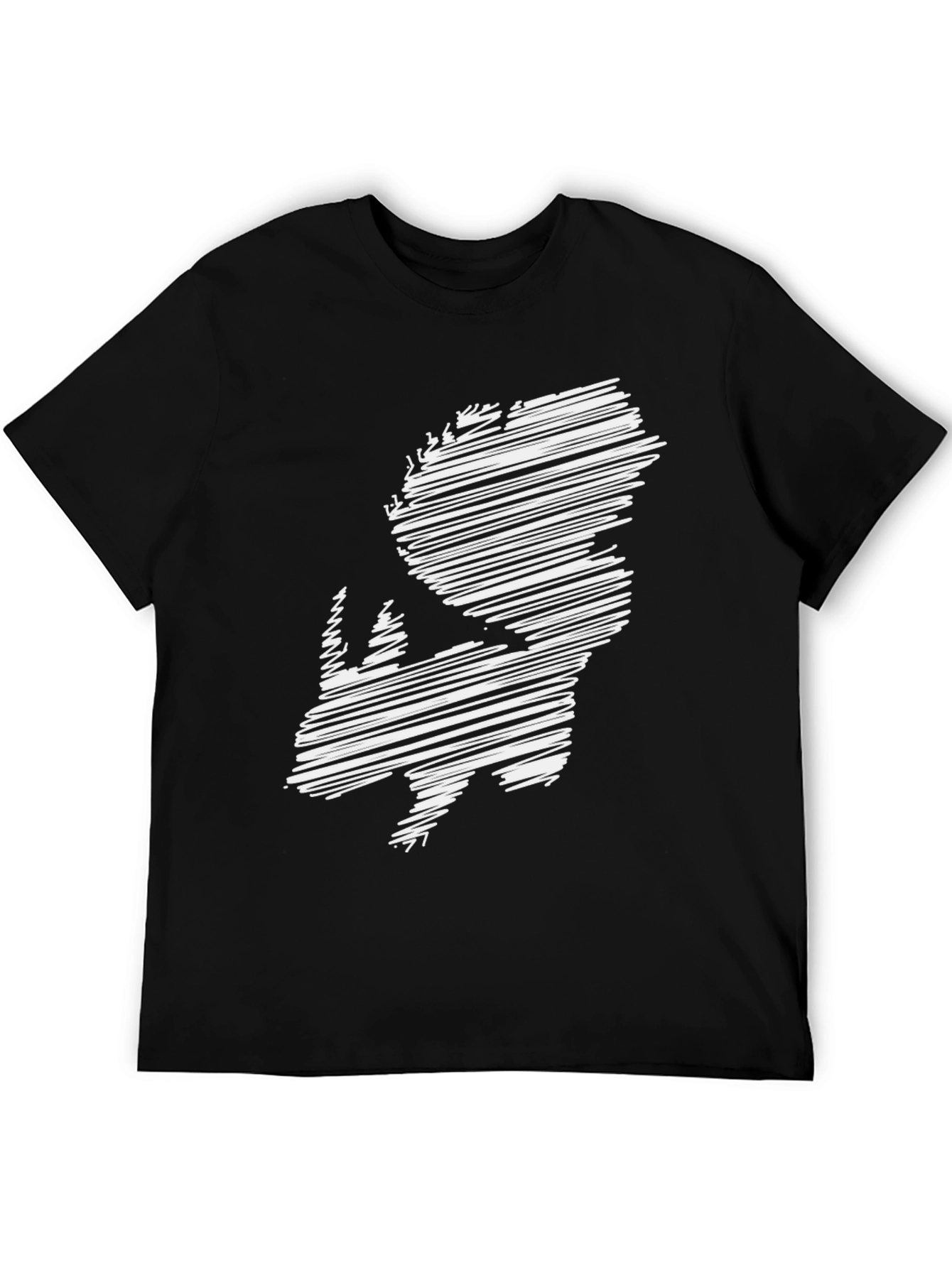 Abstract Rhinoceros Graphic Tee - Black Cotton Blend