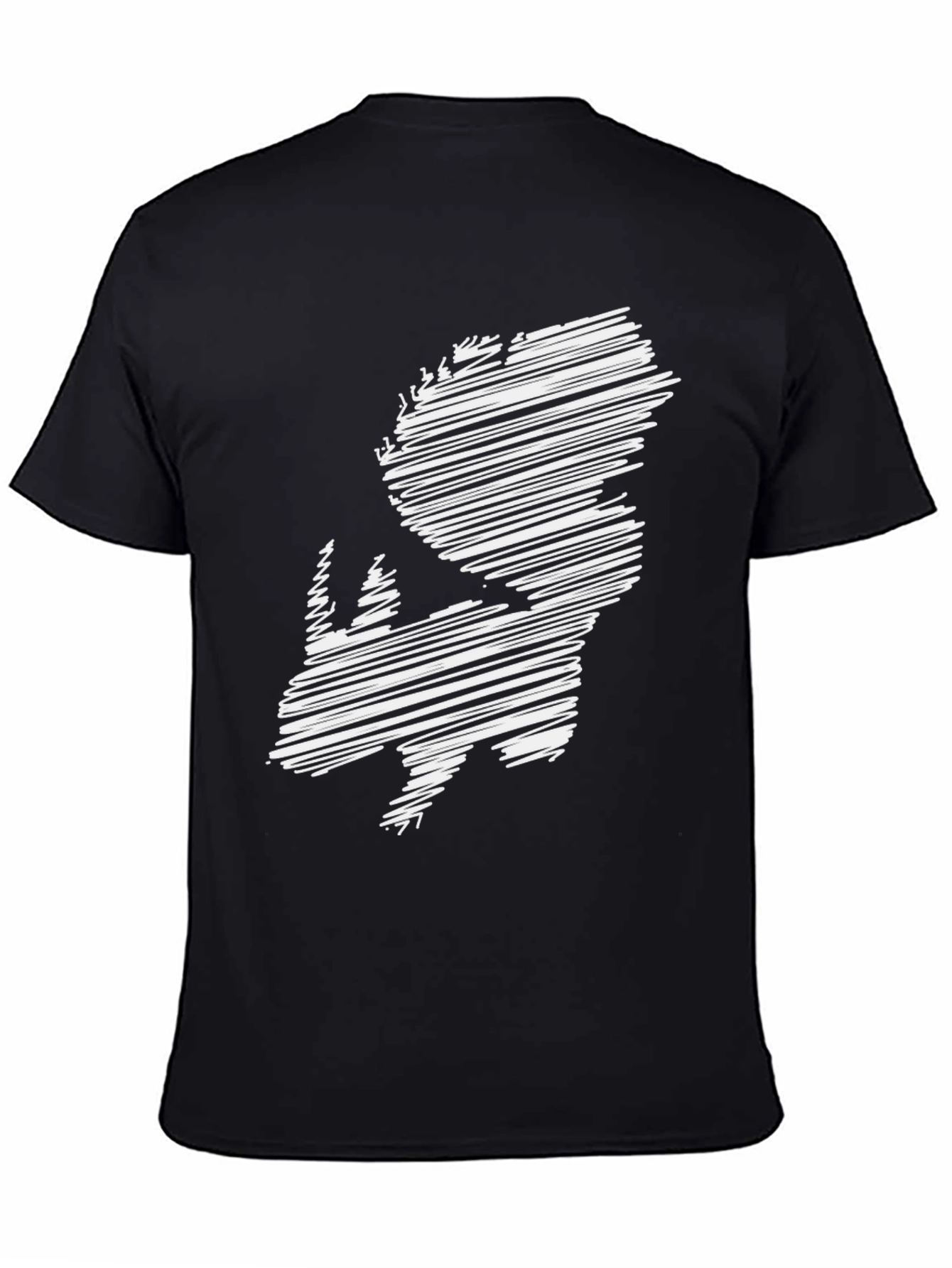 Abstract Rhinoceros Graphic Tee - Black Cotton Blend