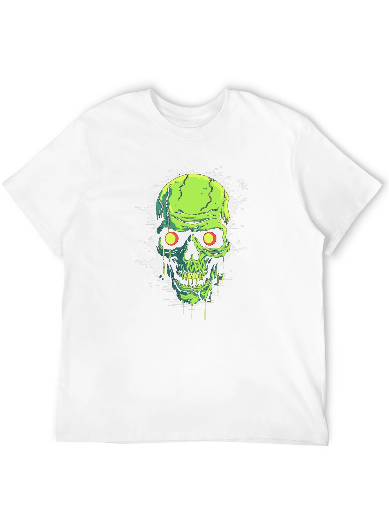Green Skull Graphic Tee - Mens Black T-Shirt