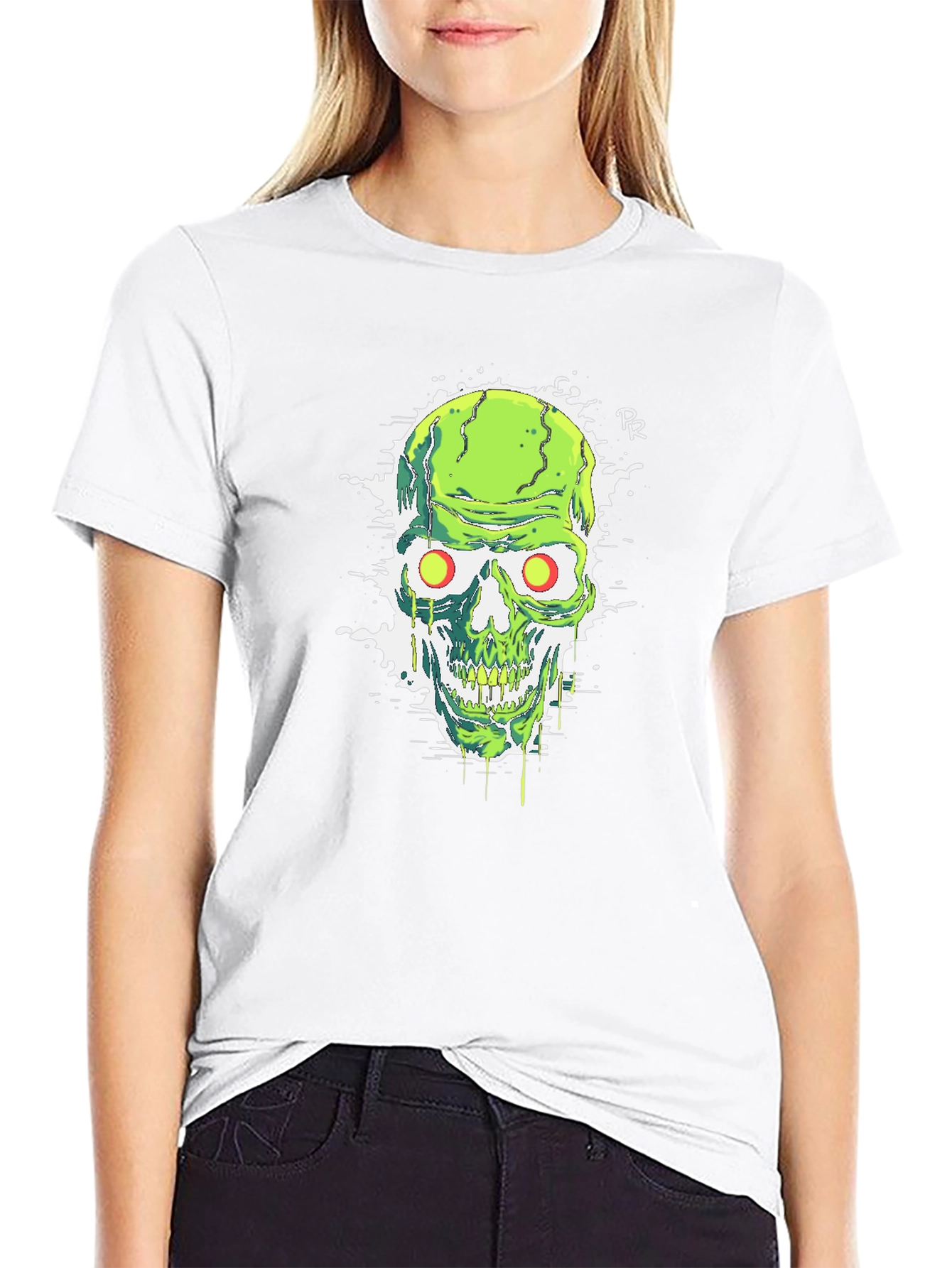 Green Skull Graphic Tee - Mens Black T-Shirt