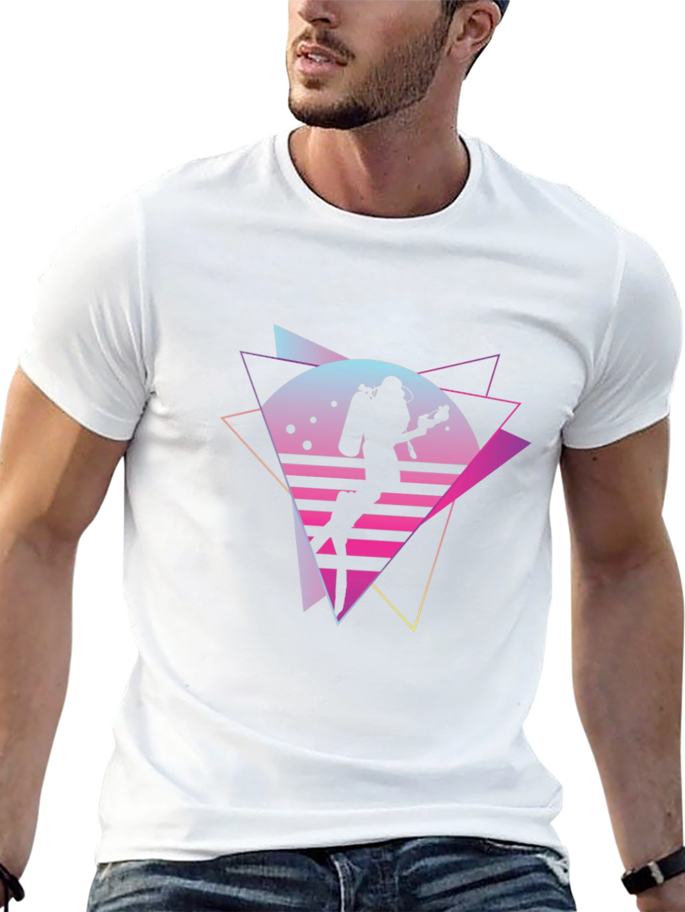 Retro Diver Graphic Tee - Black T-Shirt