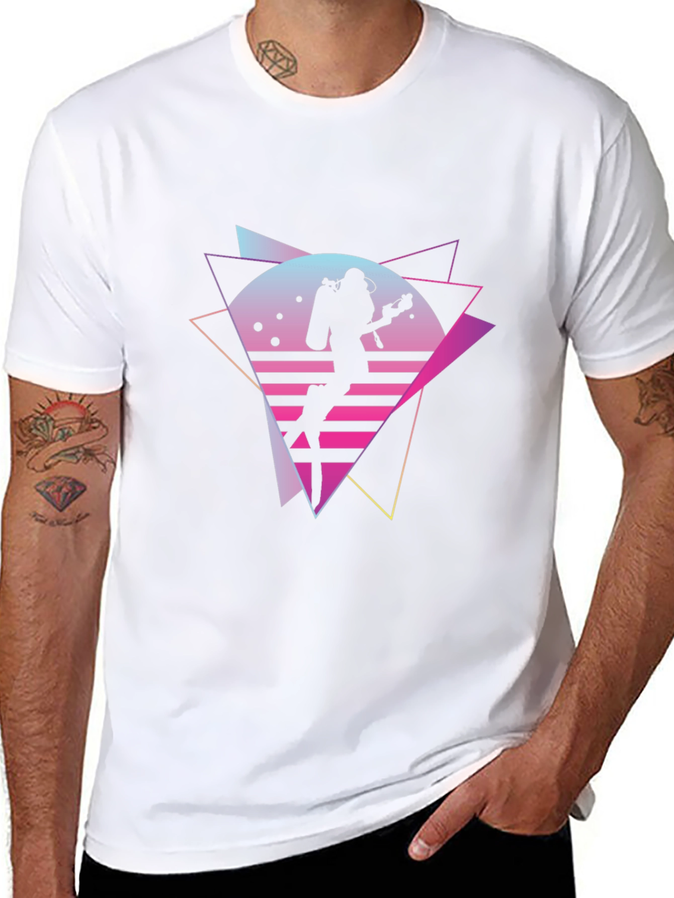 Retro Diver Graphic Tee - Black T-Shirt