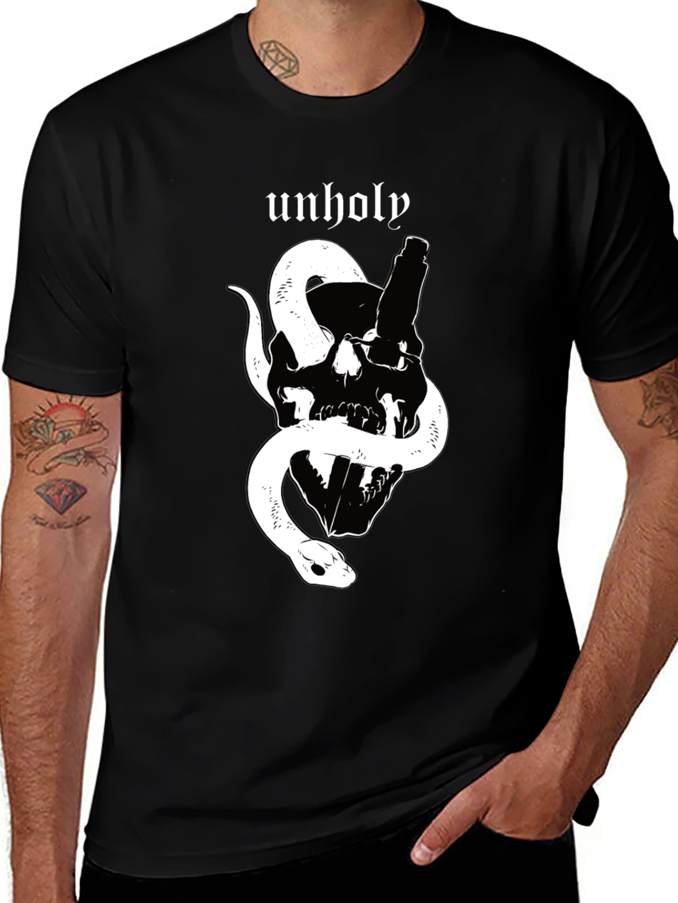 Unholy Skull & Snake Graphic T-Shirt