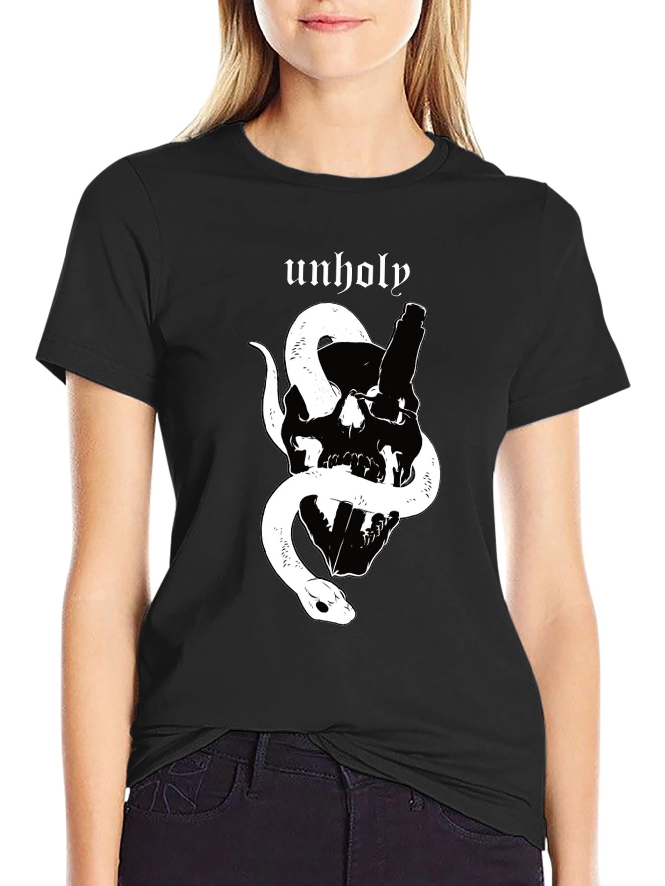 Unholy Skull & Snake Graphic T-Shirt