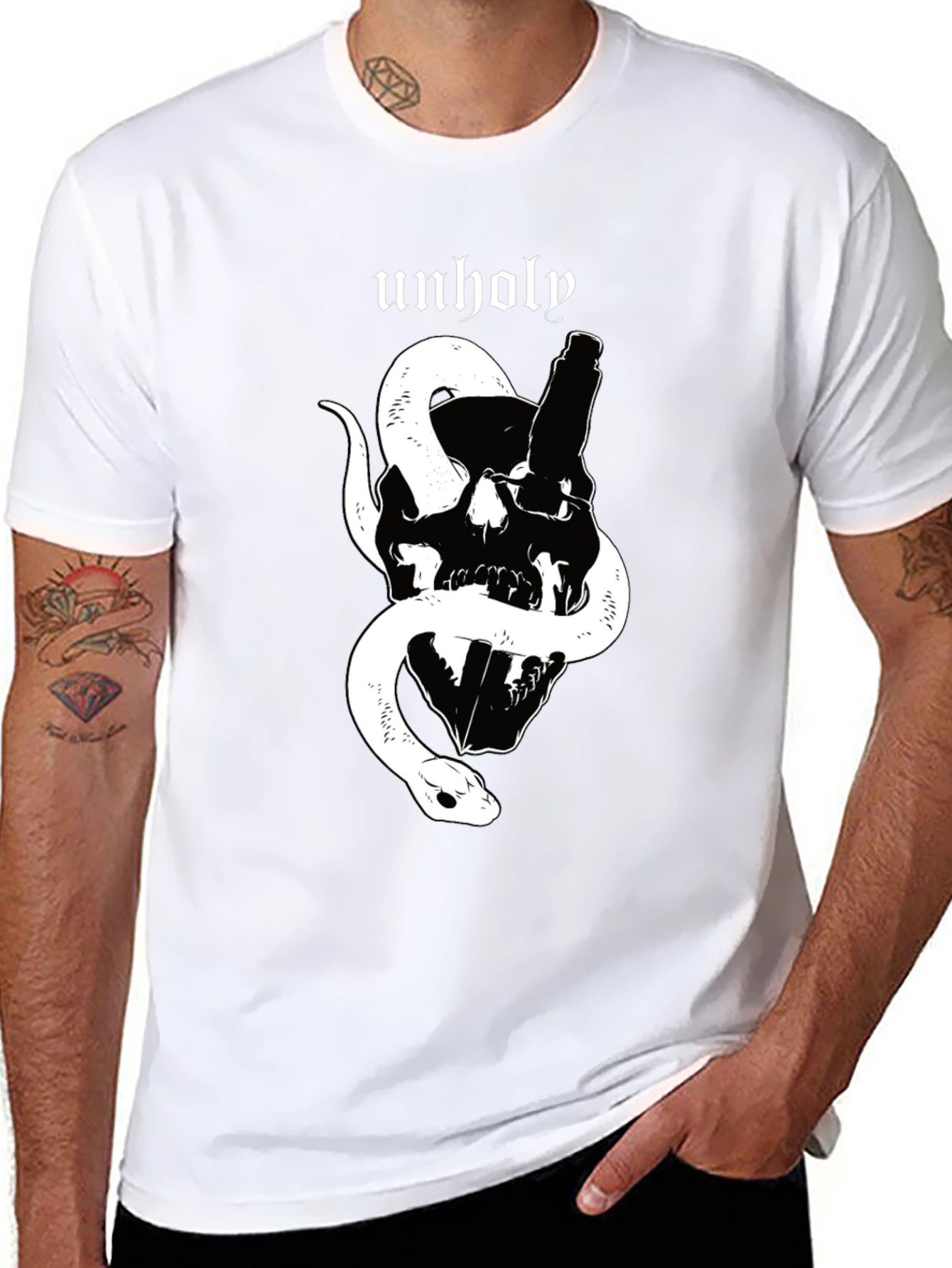 Unholy Skull & Snake Graphic T-Shirt
