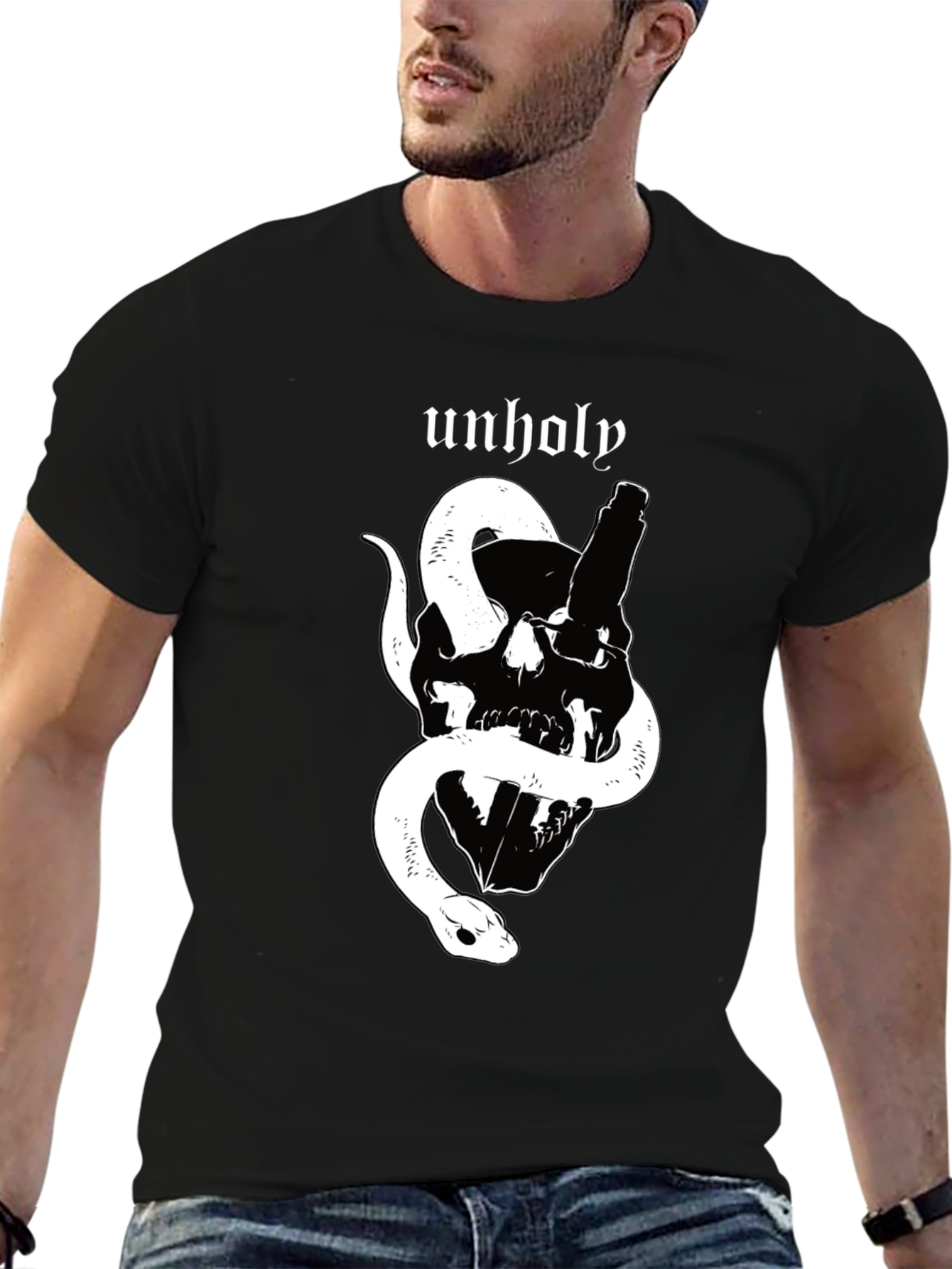 Unholy Skull & Snake Graphic T-Shirt
