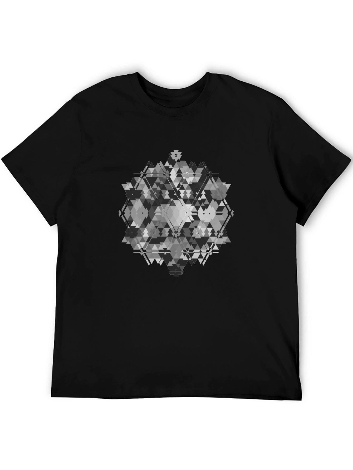 Geometric Patterned Black T-Shirt