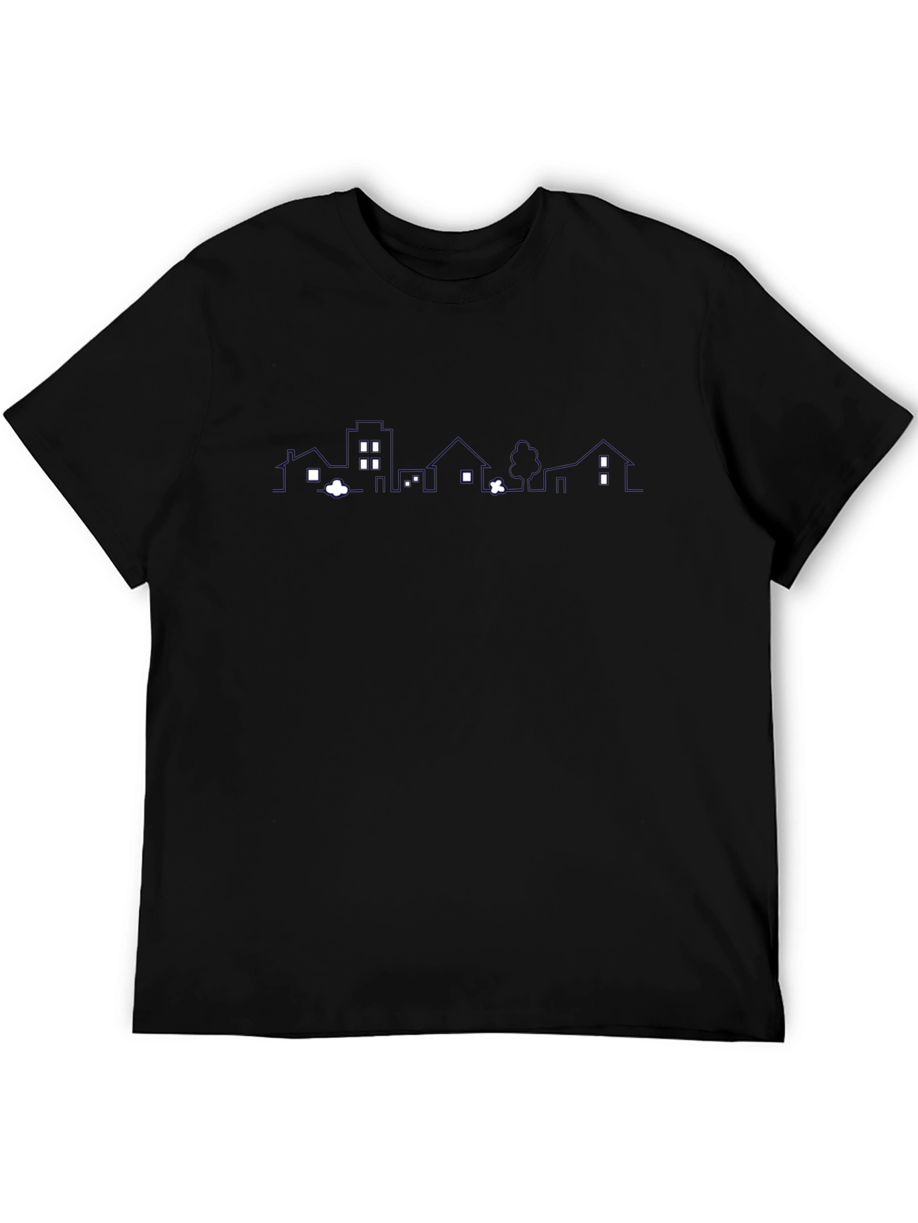 Modern Cityscape Graphic T-Shirt - Stylish Black Tee