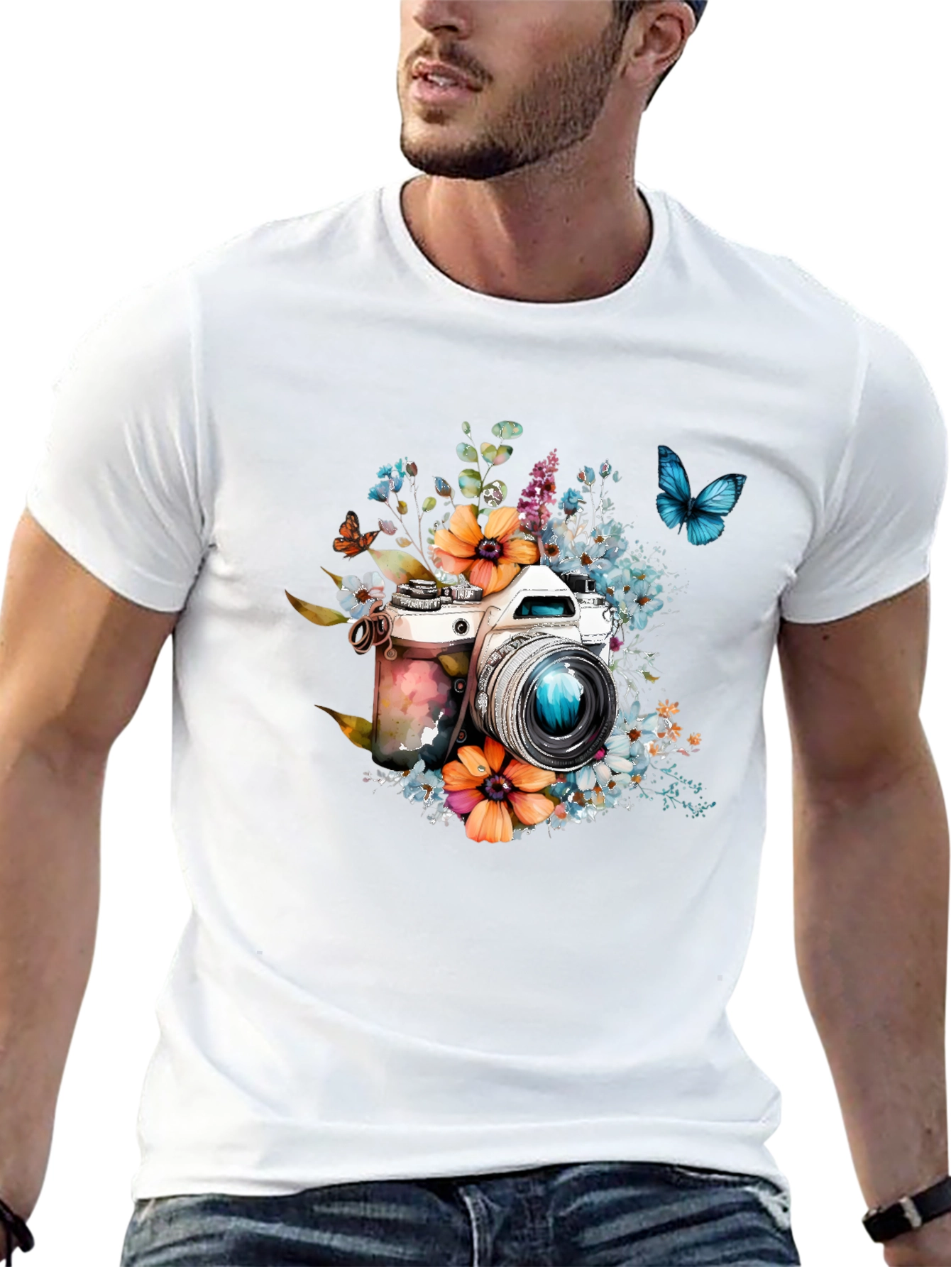 Floral Camera Graphic Tee - Photography Lover Gift