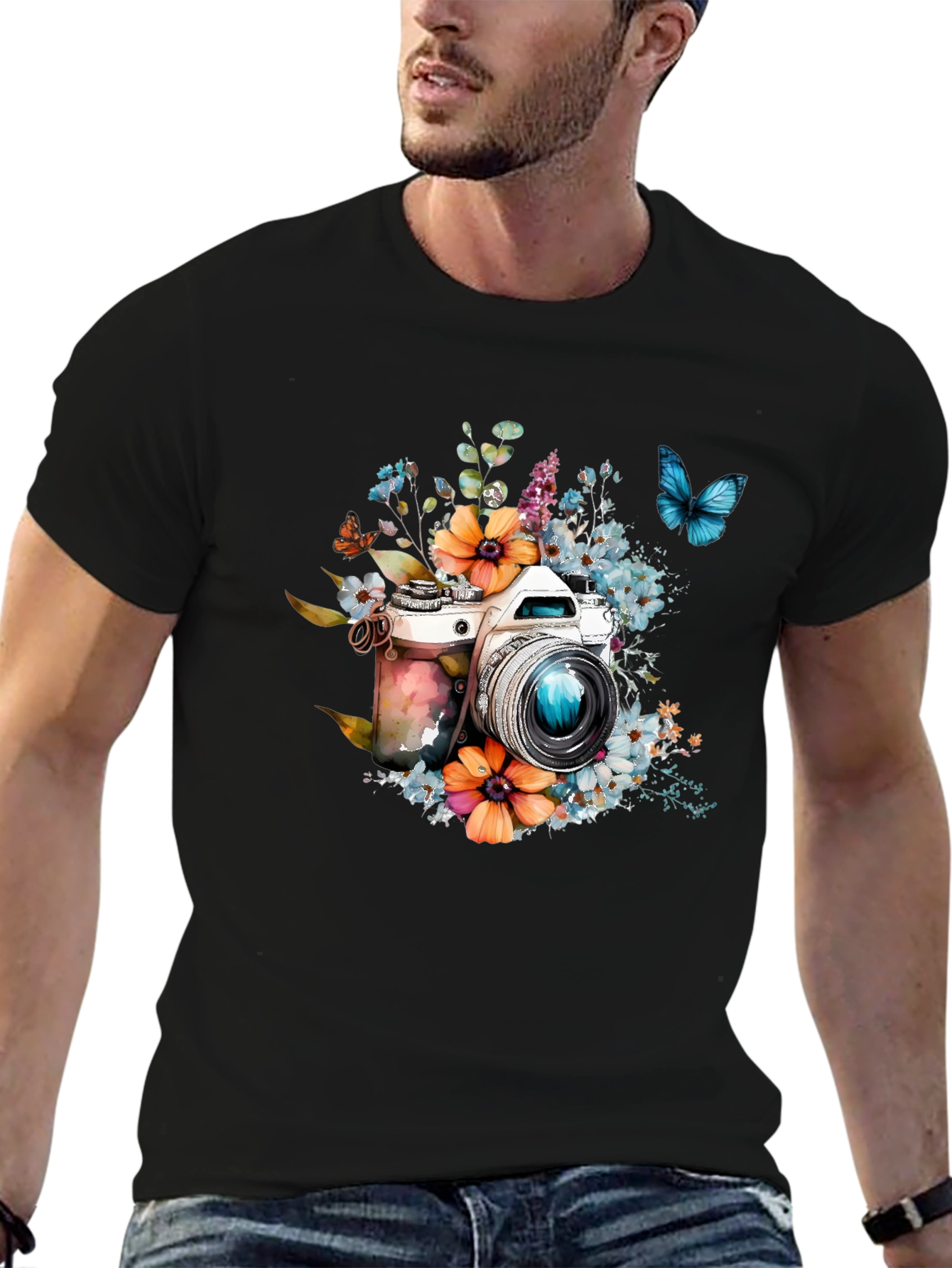 Floral Camera Graphic Tee - Photography Lover Gift