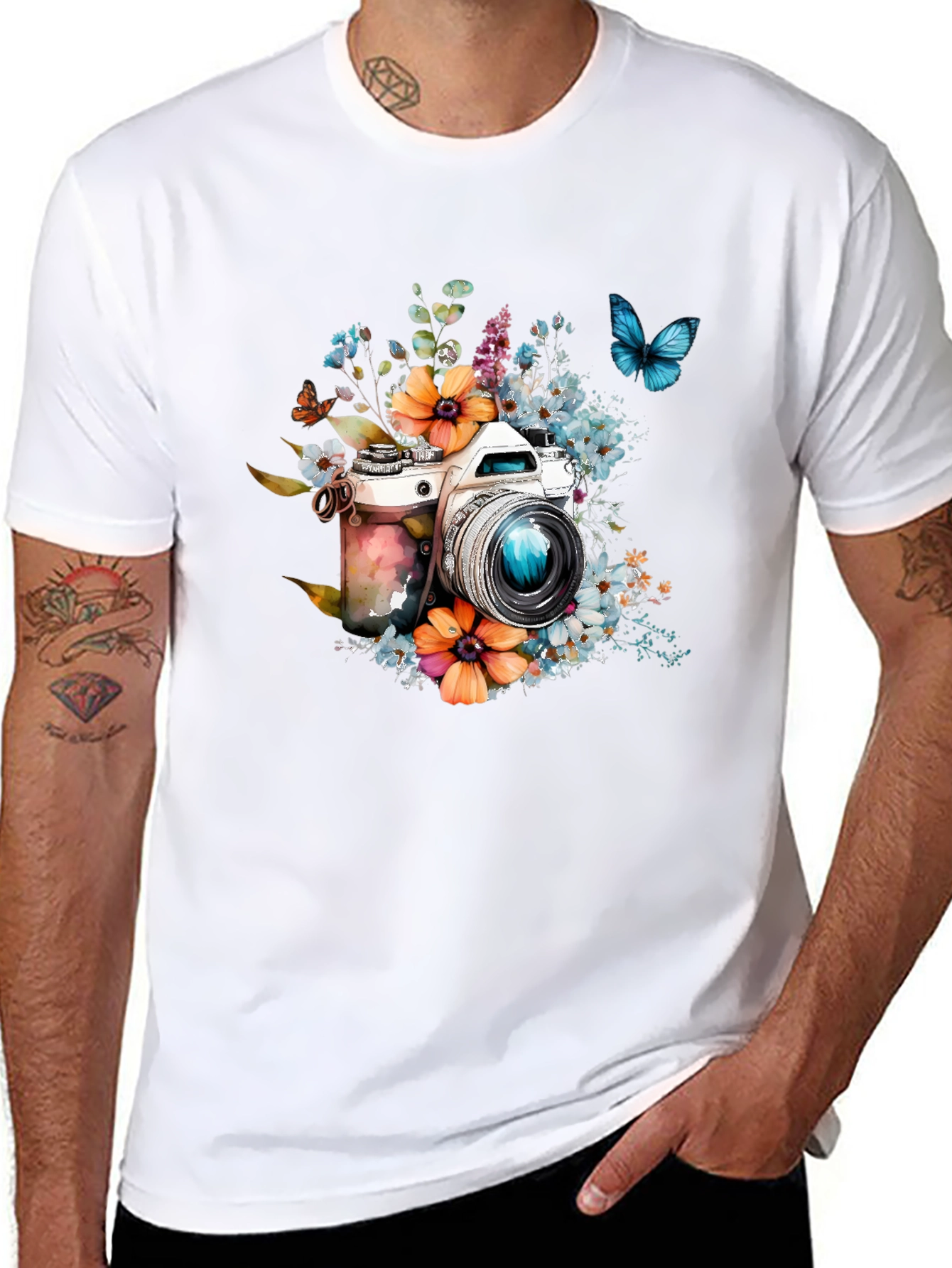 Floral Camera Graphic Tee - Photography Lover Gift