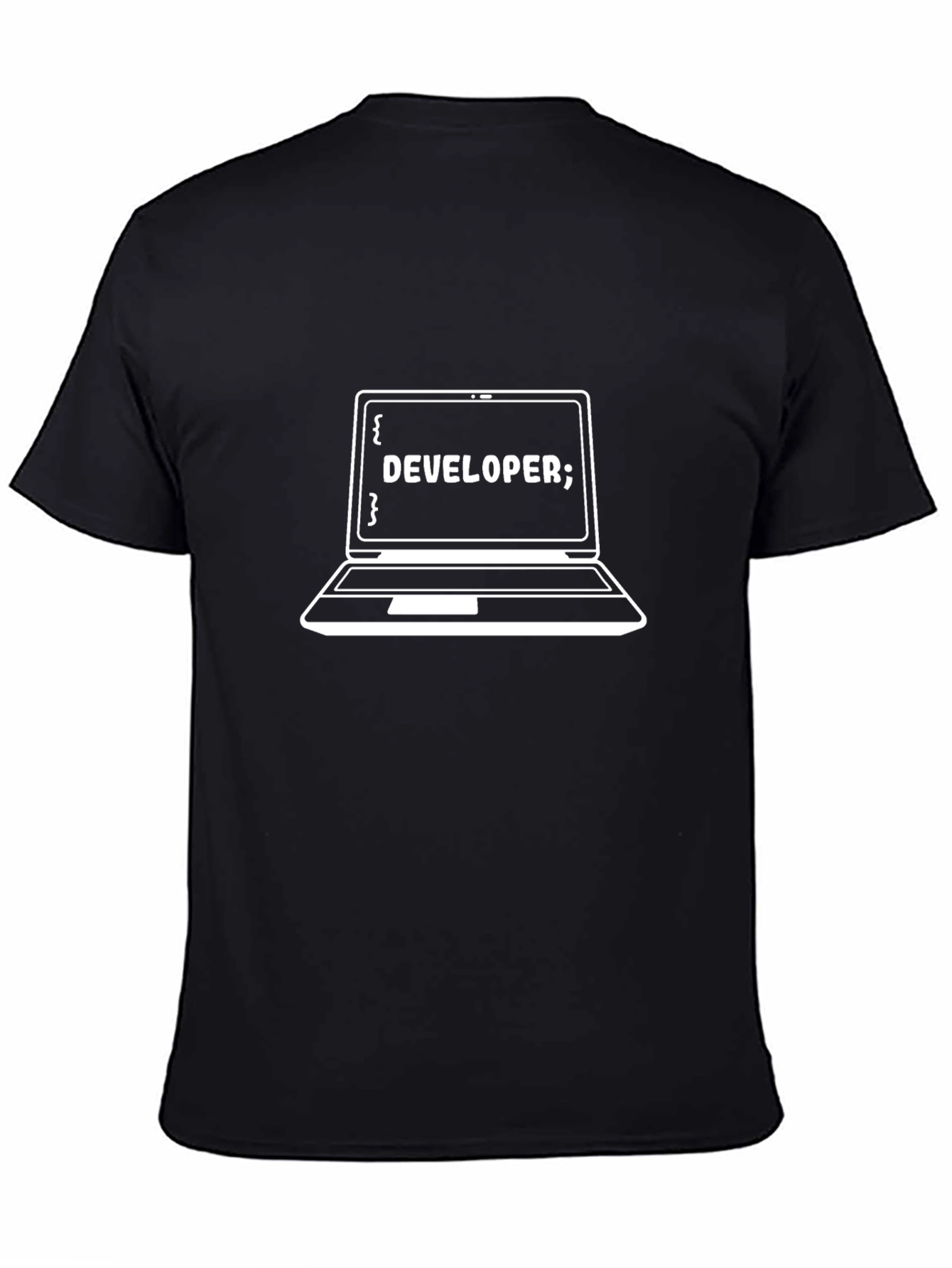 Developer Laptop Graphic Tee - Black Cotton T-Shirt