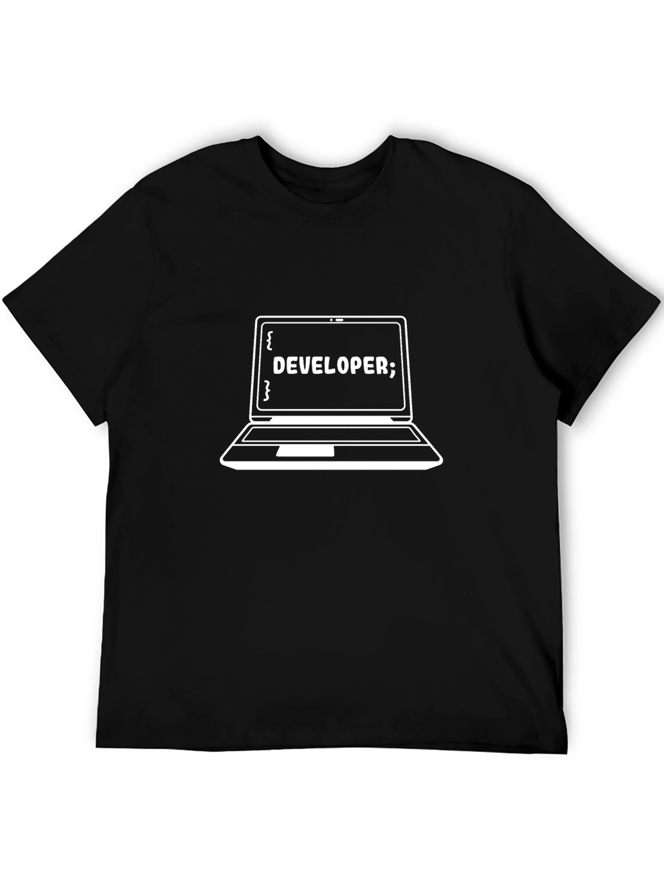 Developer Laptop Graphic Tee - Black Cotton T-Shirt
