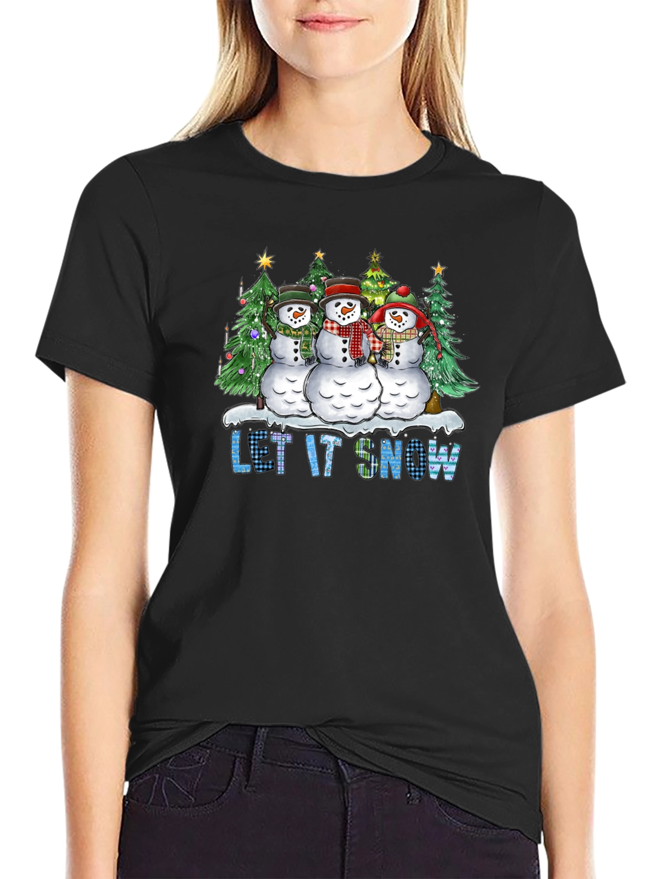 Let It Snow Snowman Christmas T-Shirt