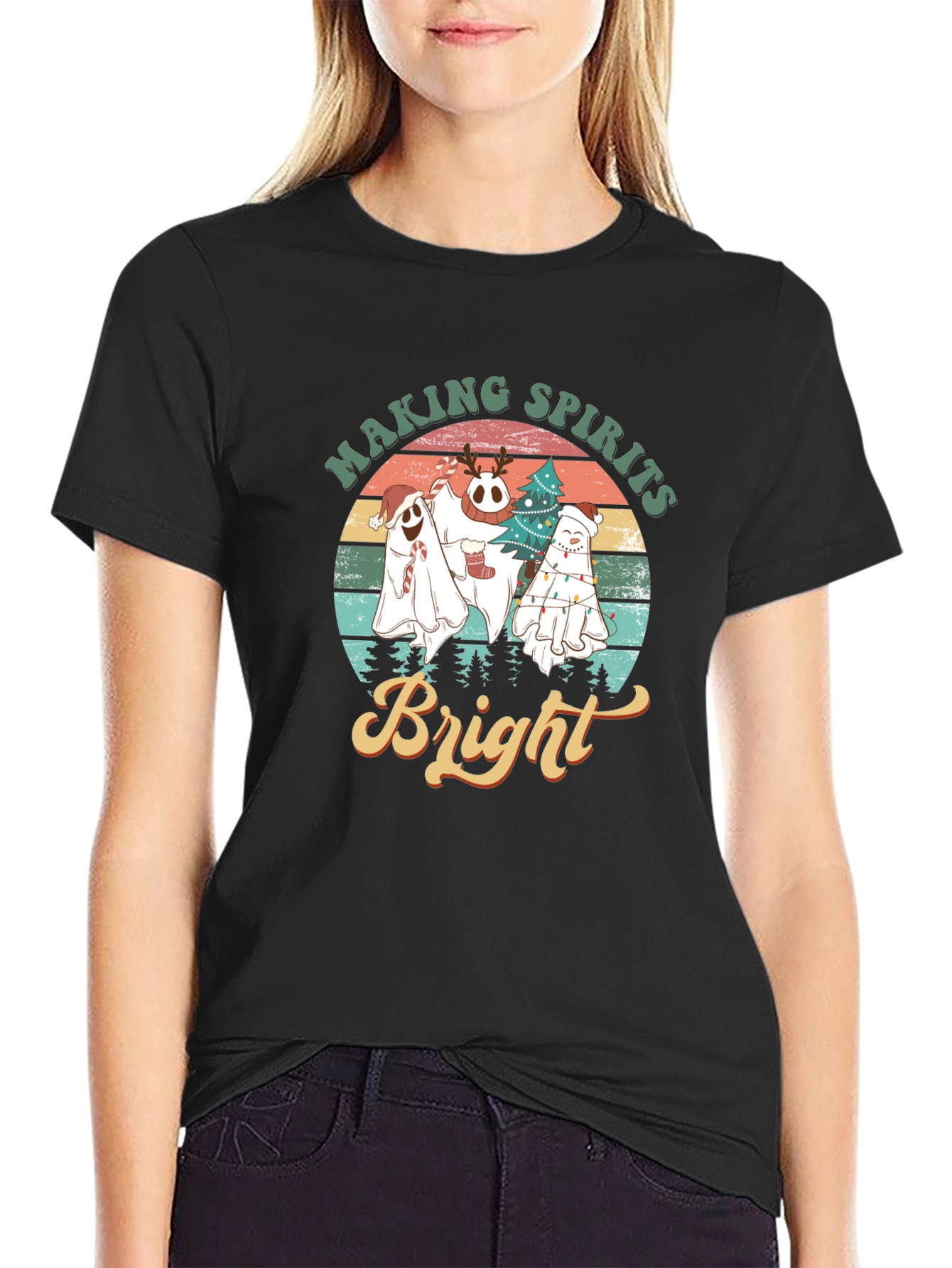 Making Spirits Bright Ghost Christmas T-Shirt