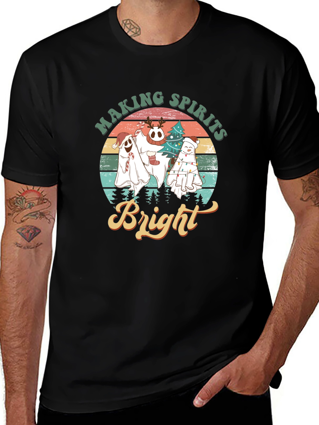 Making Spirits Bright Ghost Christmas T-Shirt