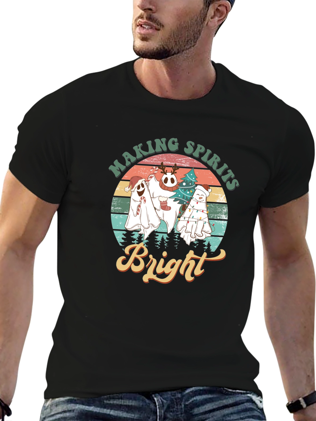 Making Spirits Bright Ghost Christmas T-Shirt